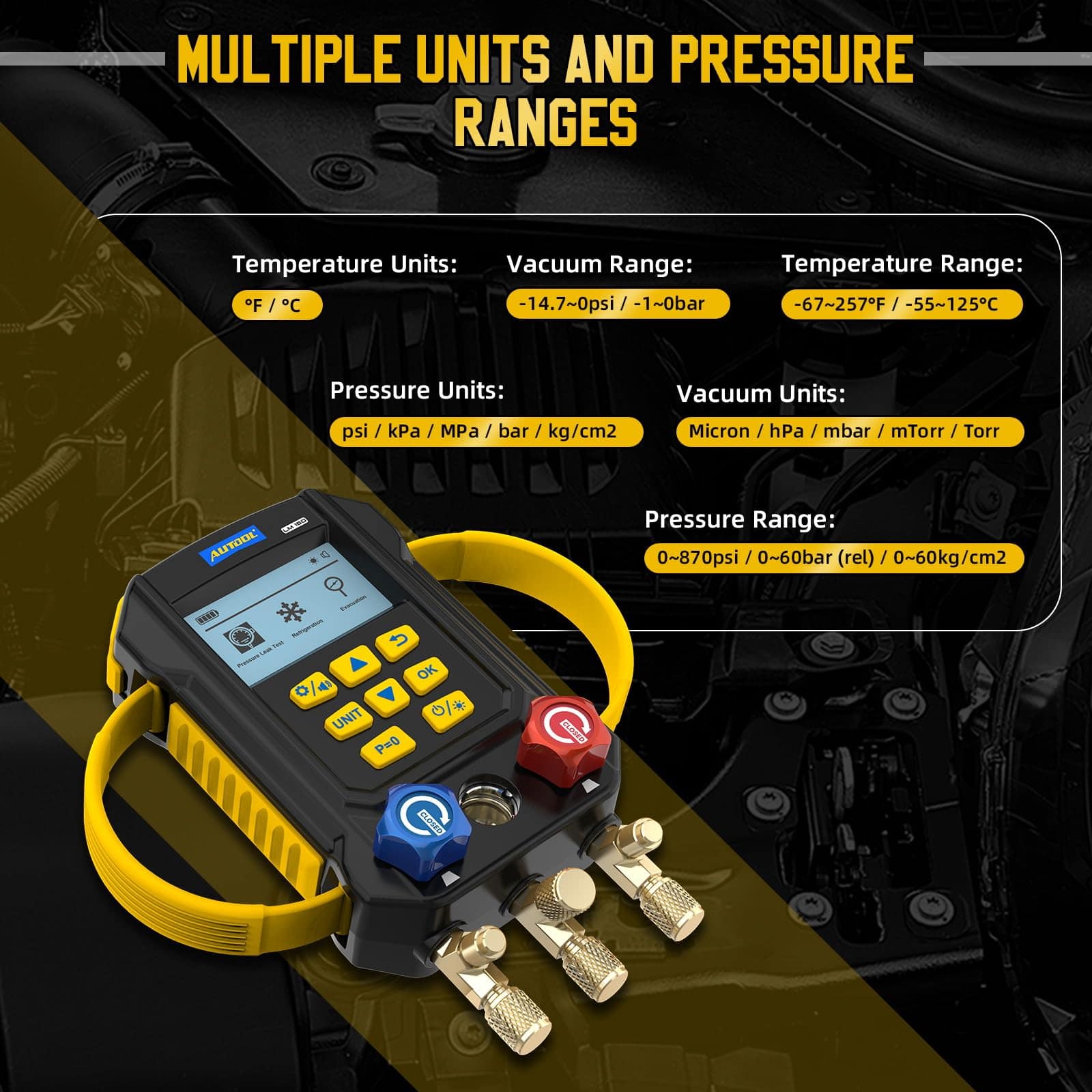 Conjunto de Manómetros de AC AUTOOL, Incl. 2X Termómetro de - Imagen 7