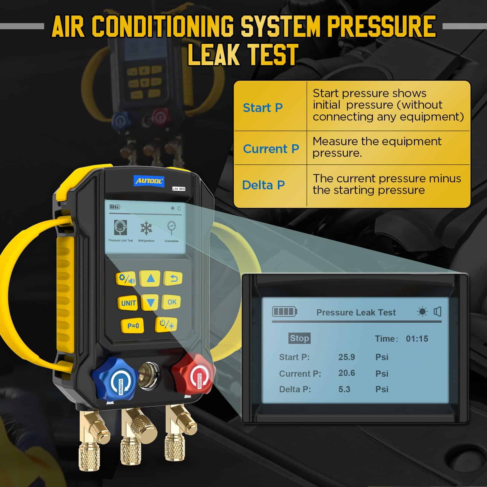 Conjunto de Manómetros de AC AUTOOL, Incl. 2X Termómetro de - Imagen 4