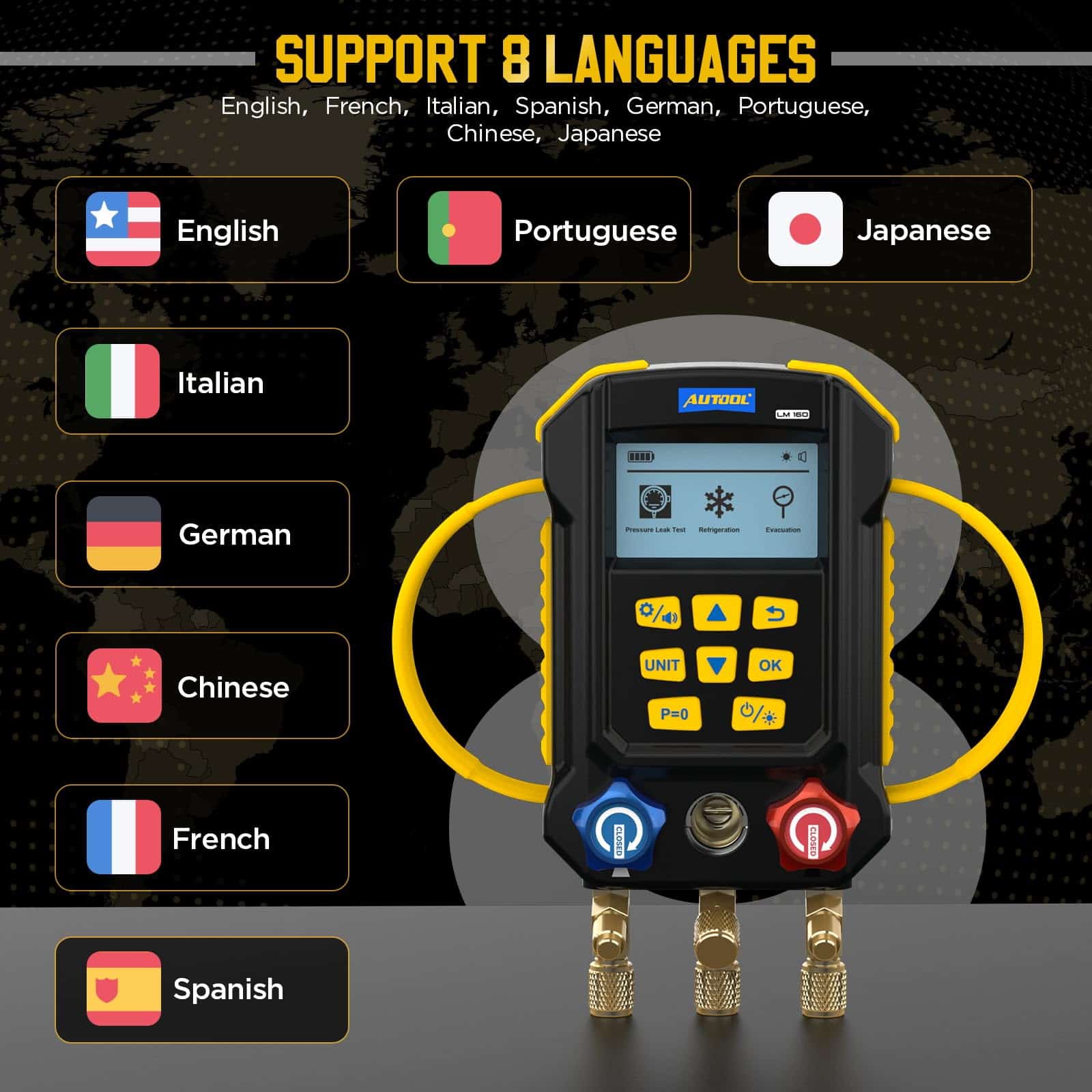 Conjunto de Manómetros de AC AUTOOL, Incl. 2X Termómetro de - Imagen 10