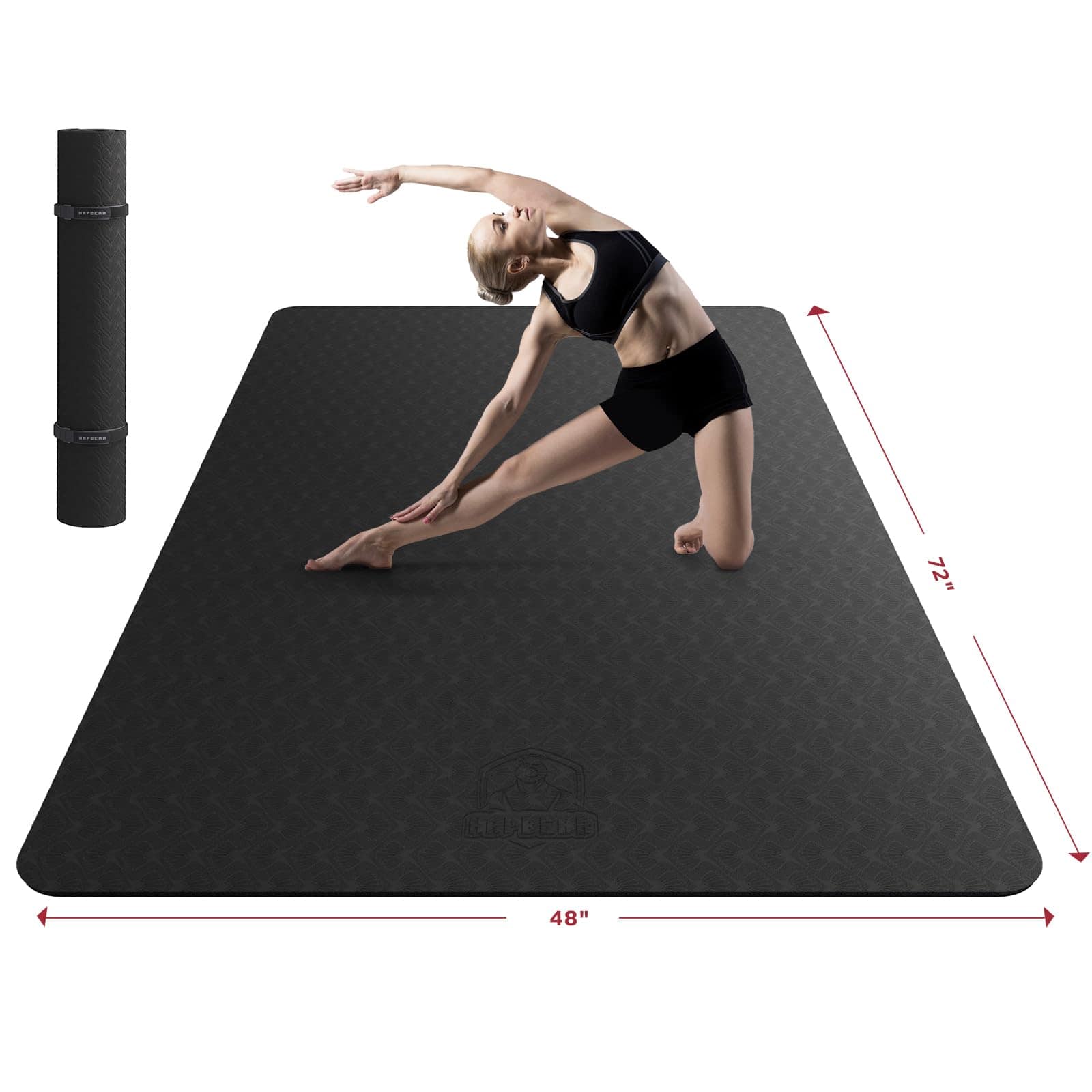 Tapete de Yoga Extra Grande HAPBEAR - -Negro