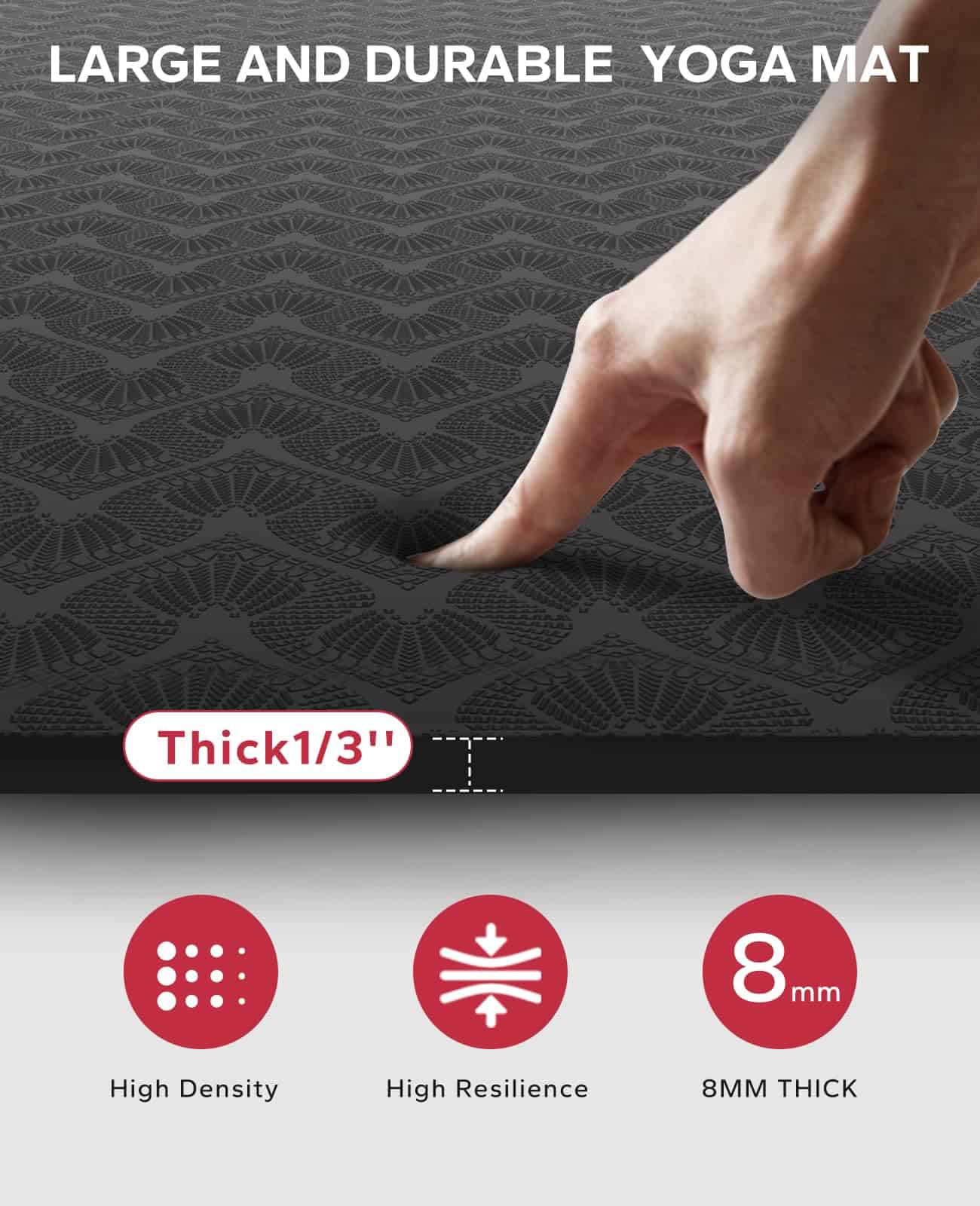 Tapete de Yoga Extra Grande HAPBEAR - -Negro - Imagen 5