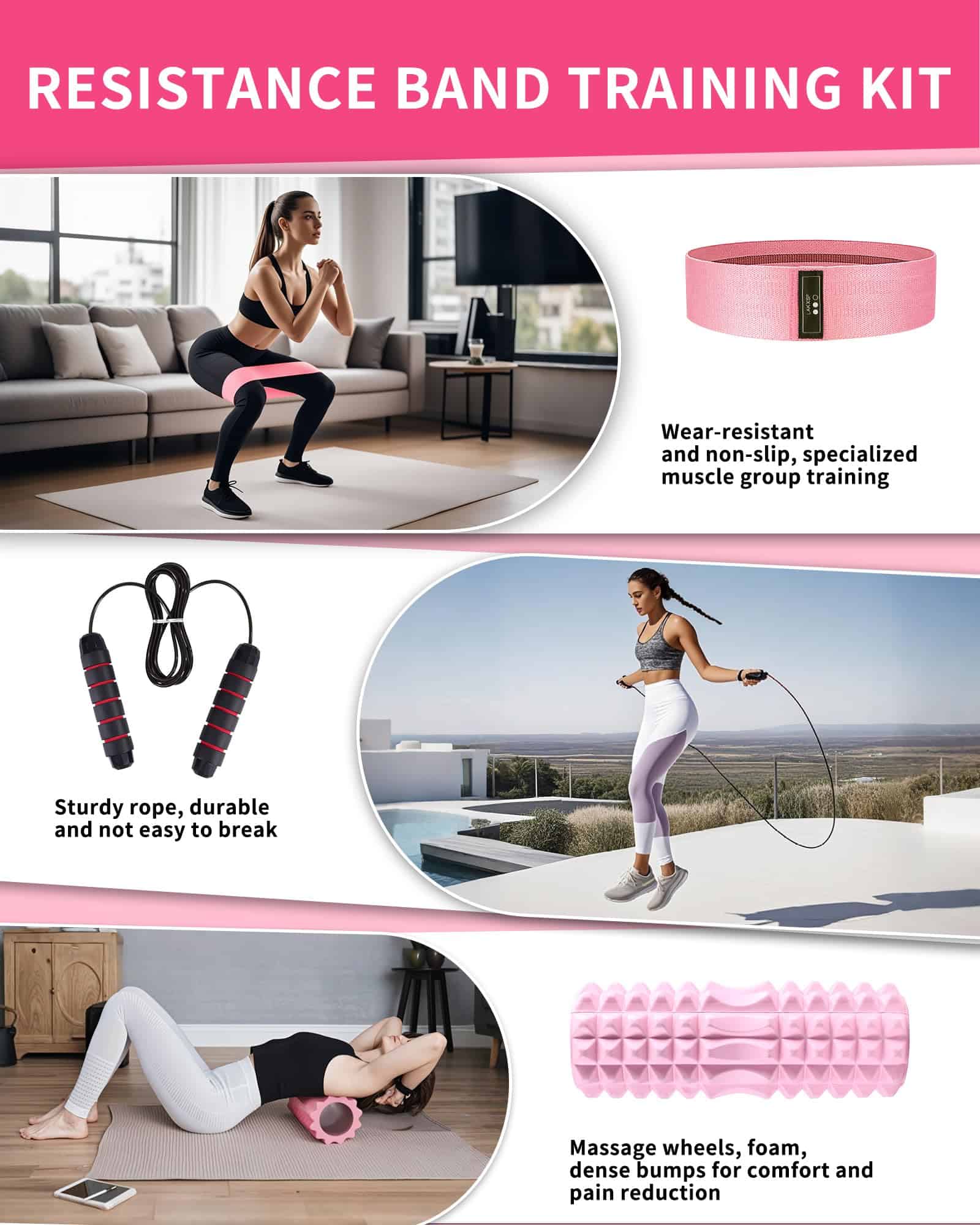 LAKXSF Exercise Bands Resistance Bands Set - Set de Bandas - Imagen 6