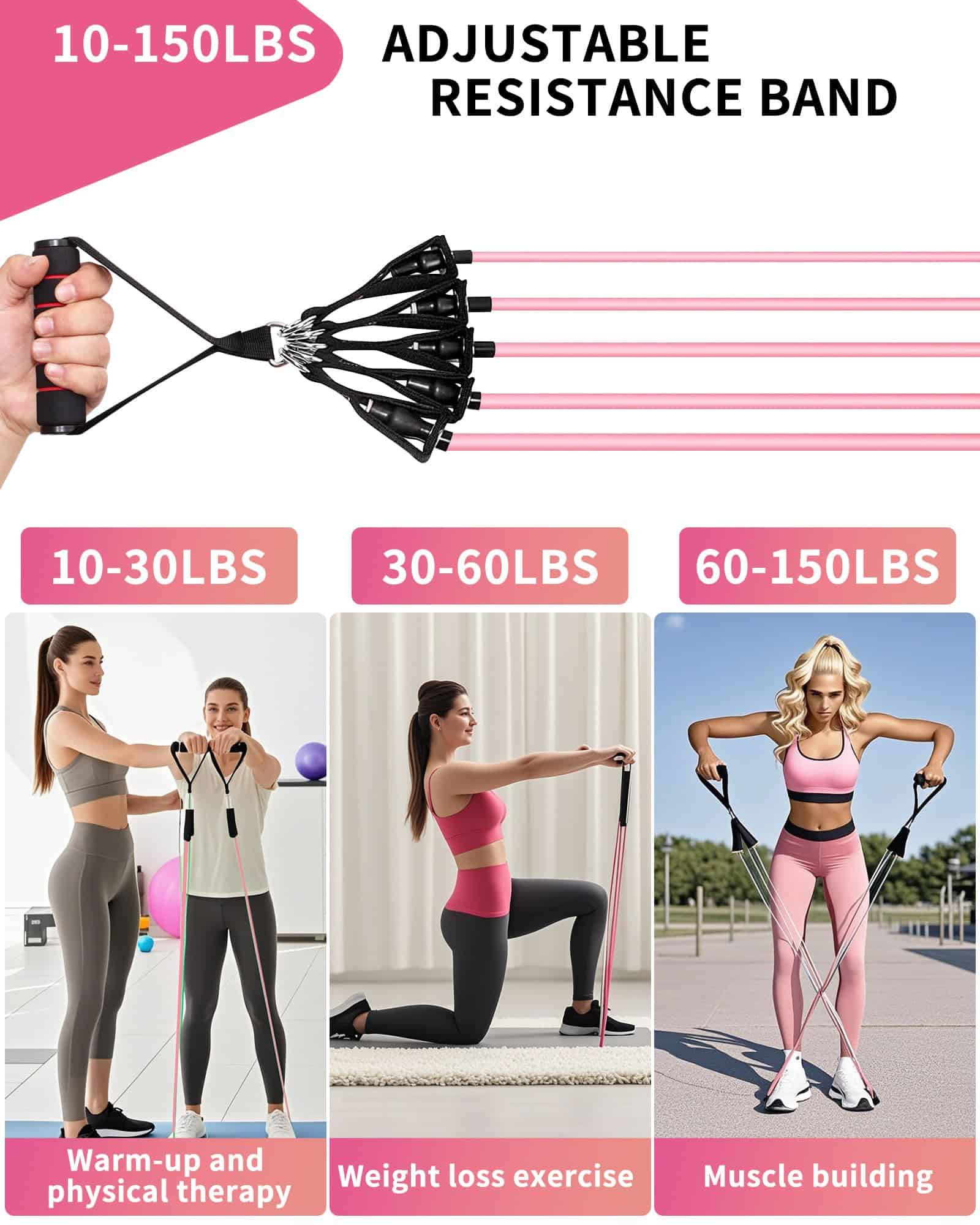LAKXSF Exercise Bands Resistance Bands Set - Set de Bandas - Imagen 4