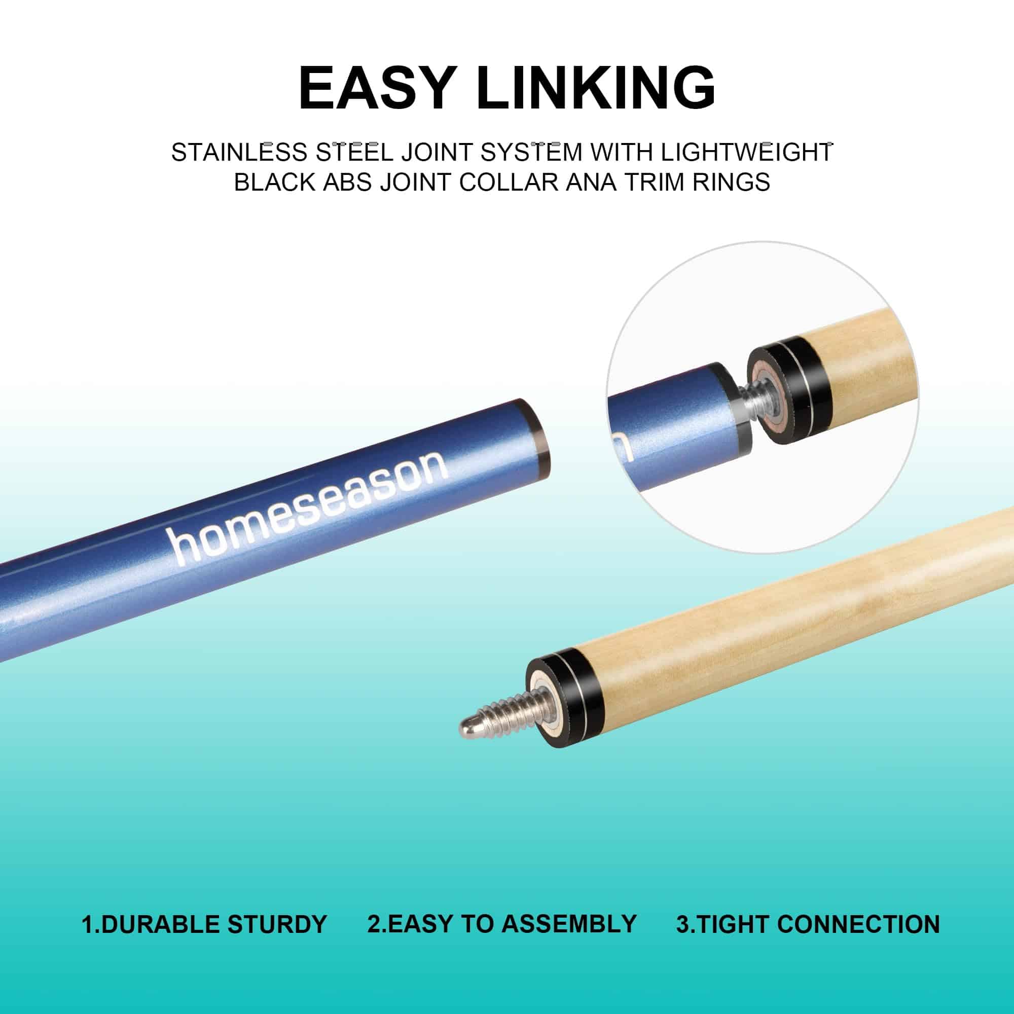 Conjunto de 4 tacos de billar de 58 pulgadas con punta de - Imagen 4