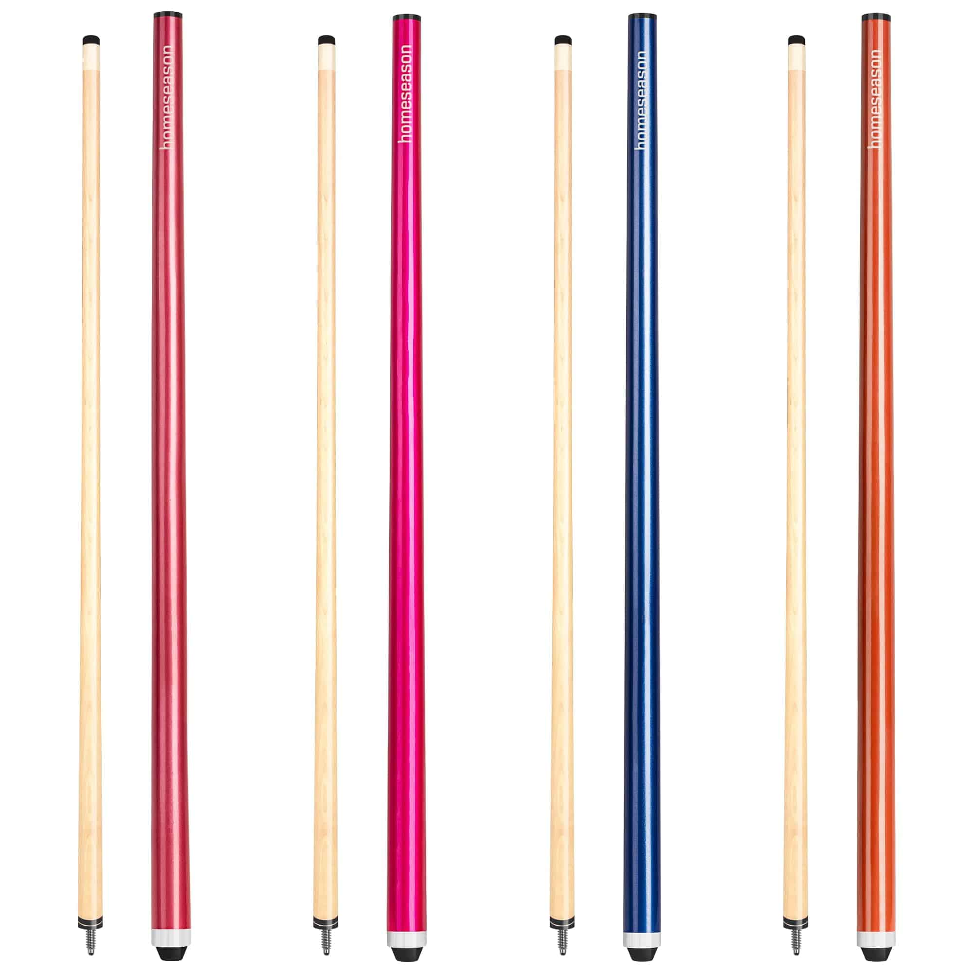 Conjunto de 4 tacos de billar de 58 pulgadas con punta de