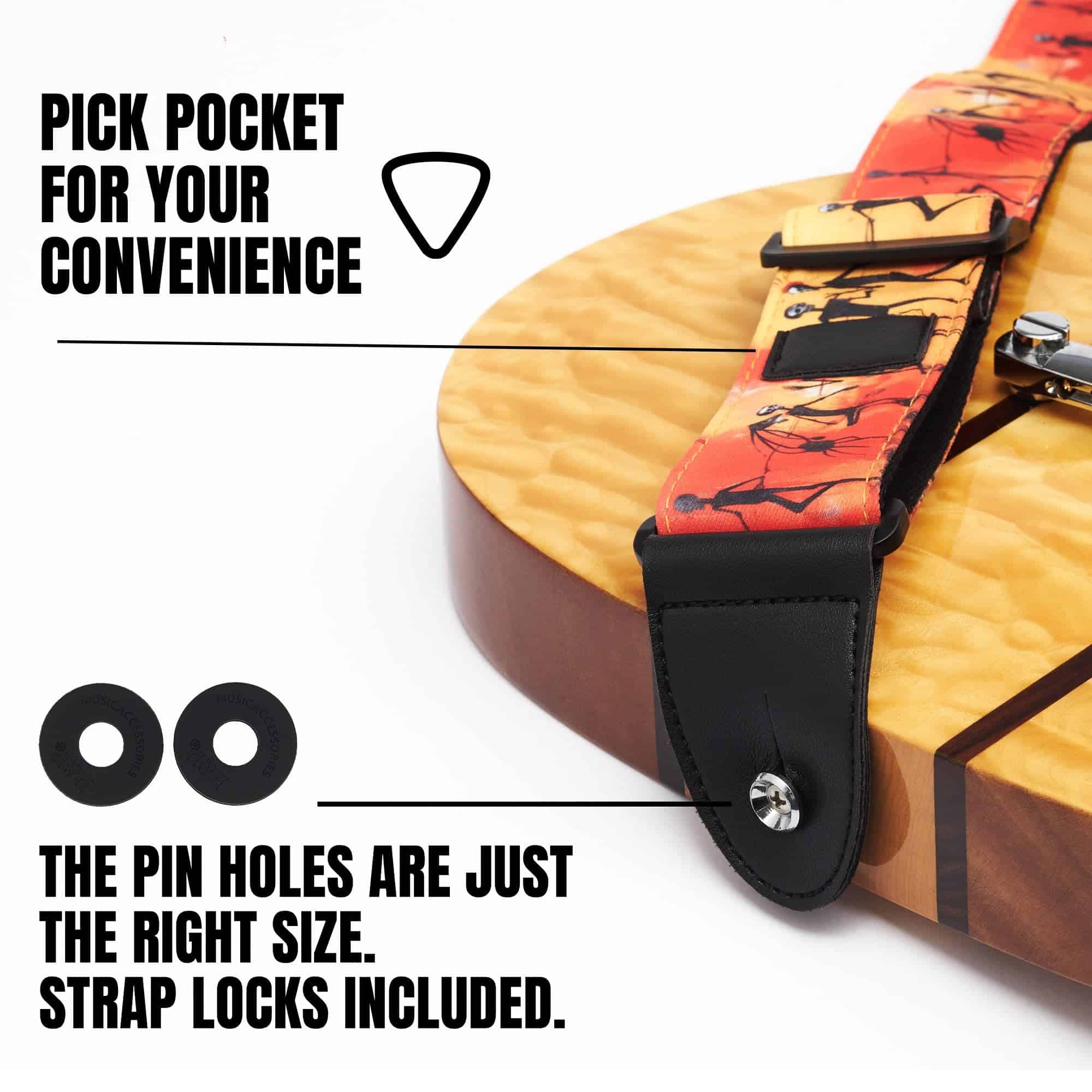 Correa para guitarra eléctrica y acústica Morto - Calavera - Imagen 3