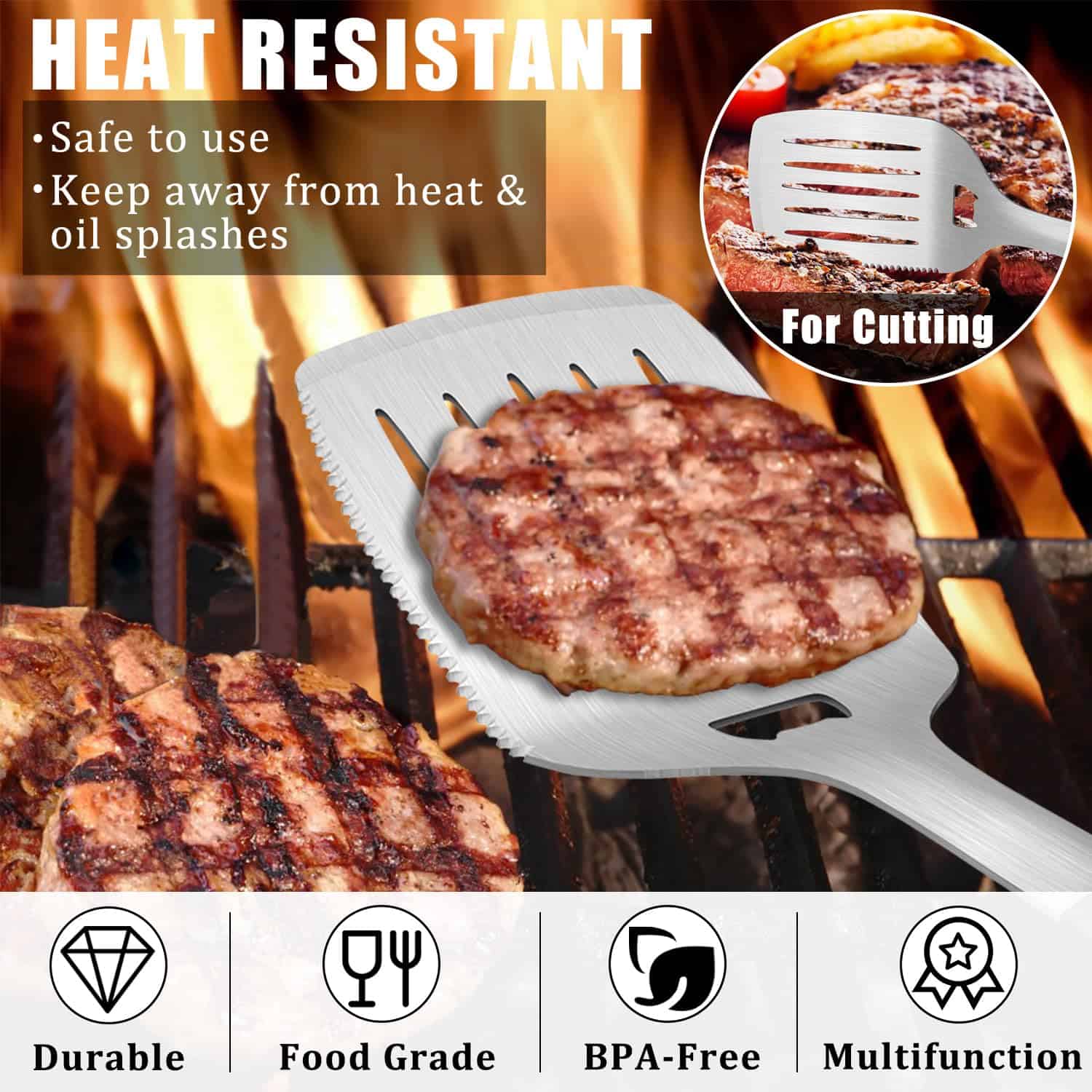 Espátula de Parrilla Svailse, Acero Inoxidable Espátula de - Imagen 4