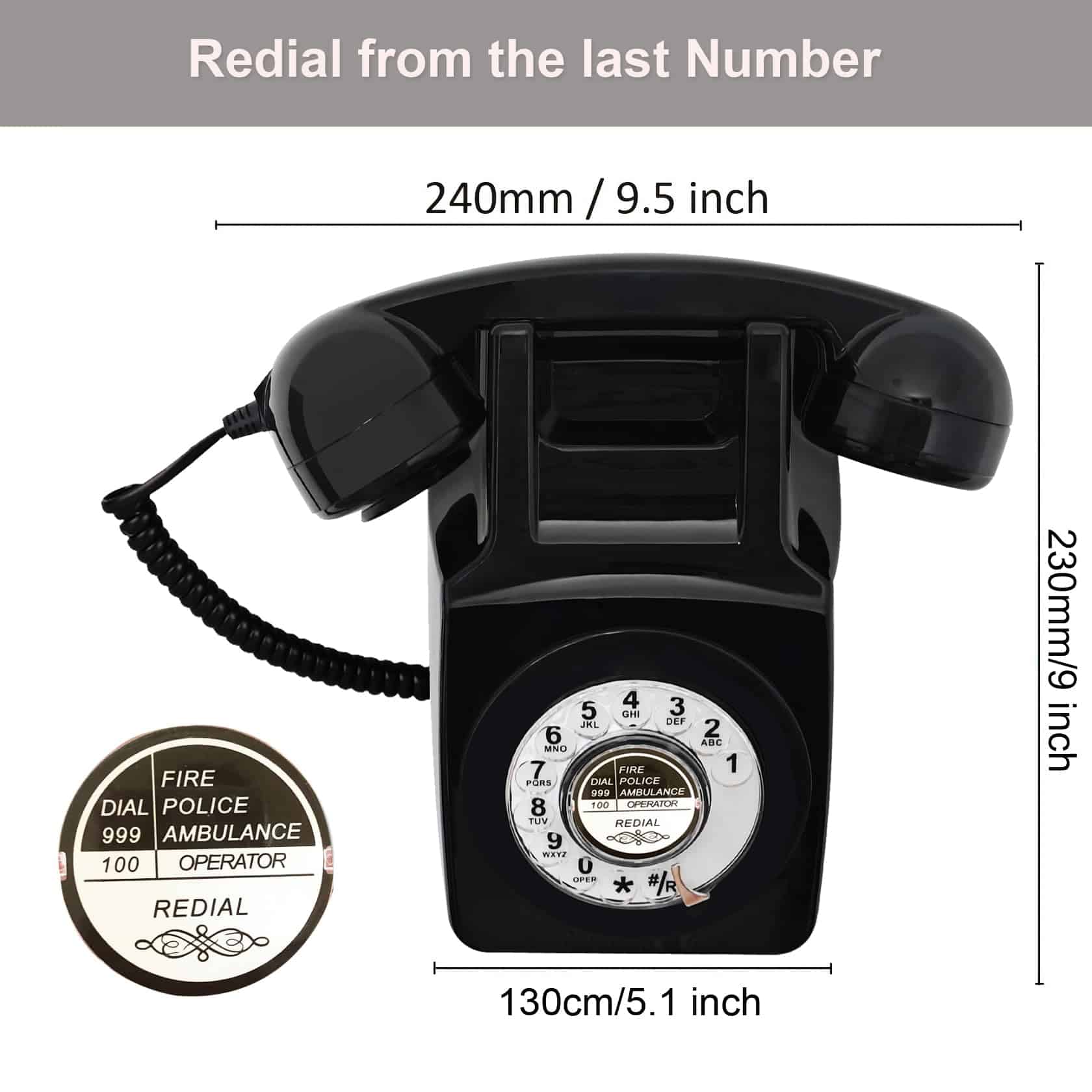 Teléfono de línea fija Retro, Teléfono de disco giratorio - Imagen 5