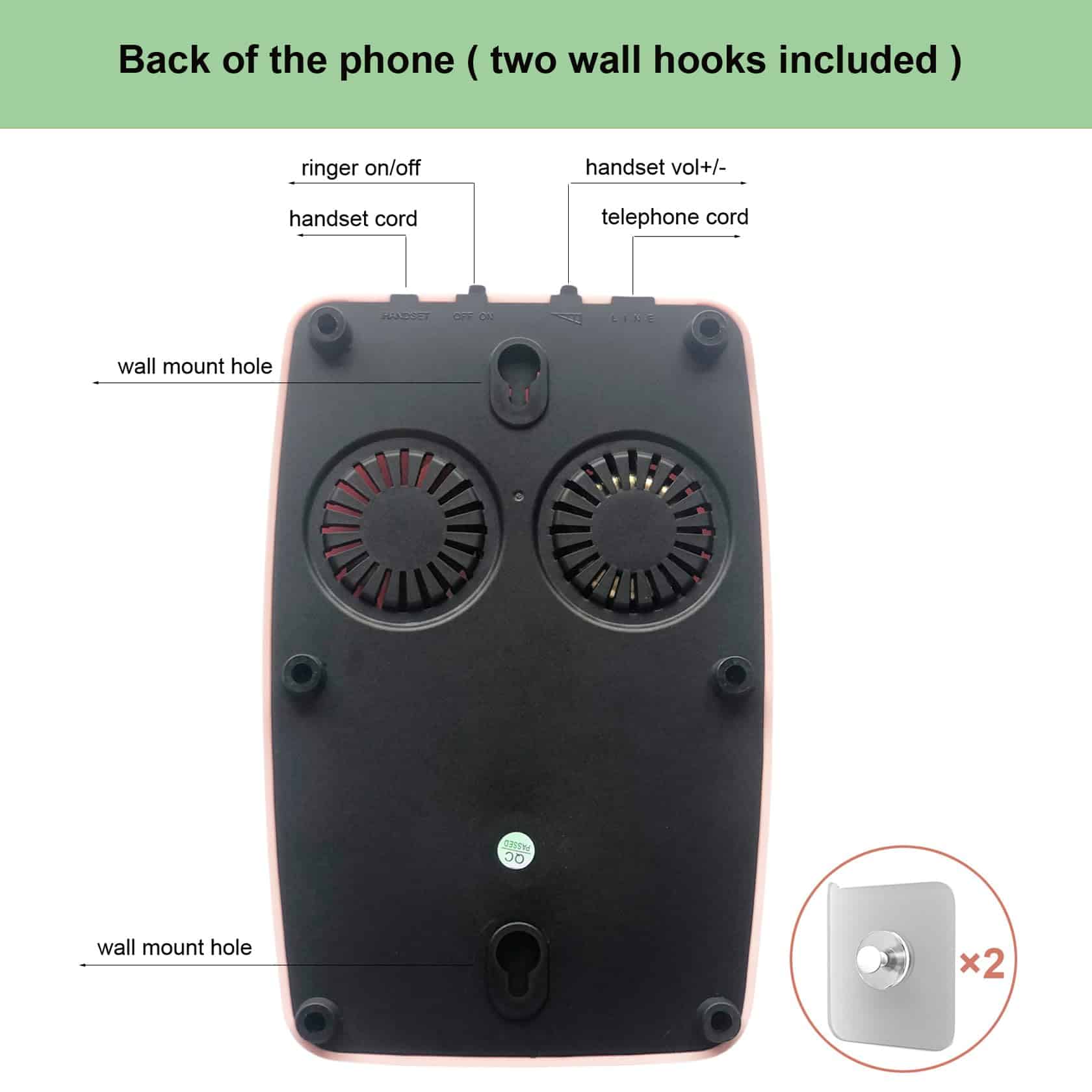 Teléfono Fijo Retro, Teléfono de Pared Clásico con Cable de - Imagen 6