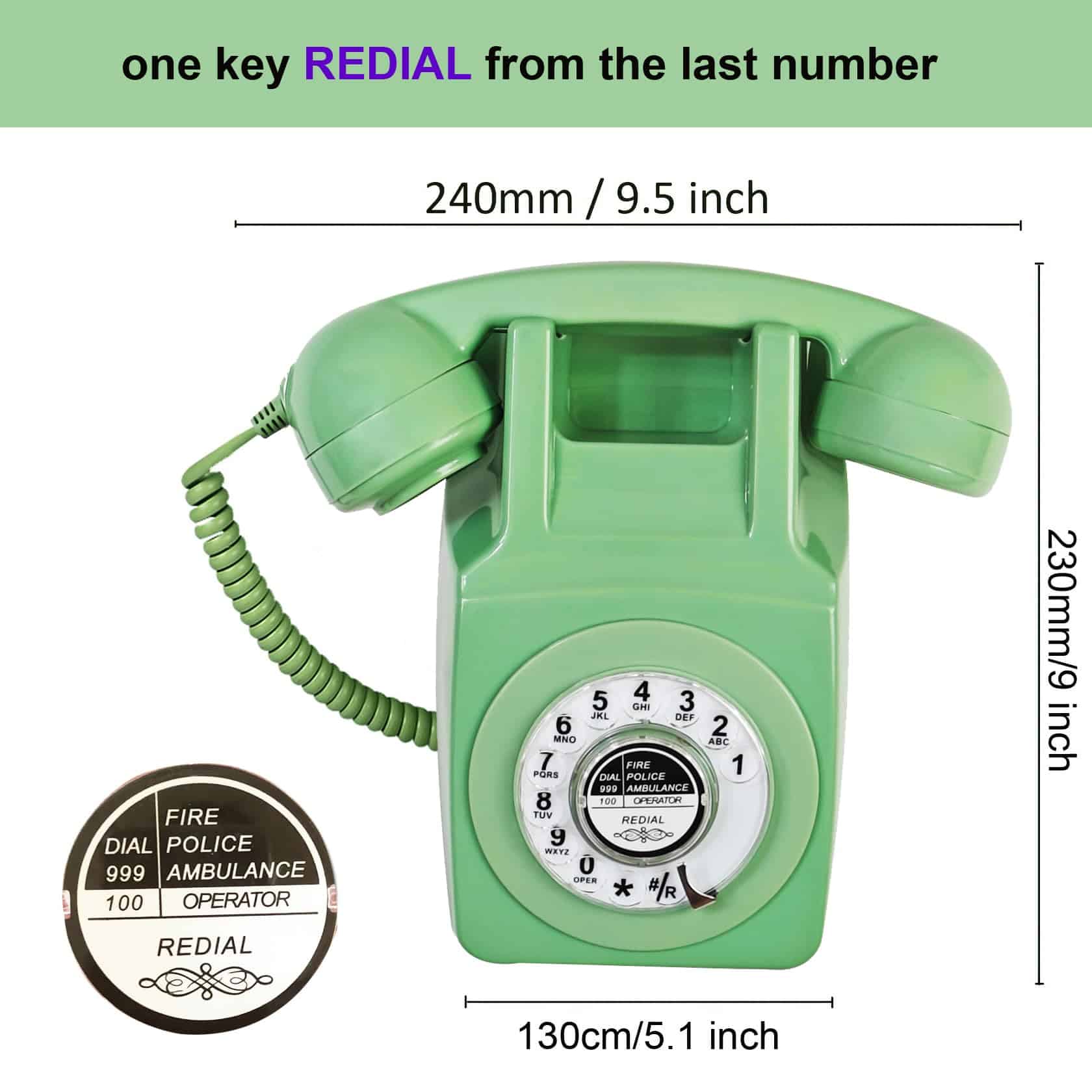 Teléfono Fijo Retro, Teléfono de Pared Clásico con Cable de - Imagen 5