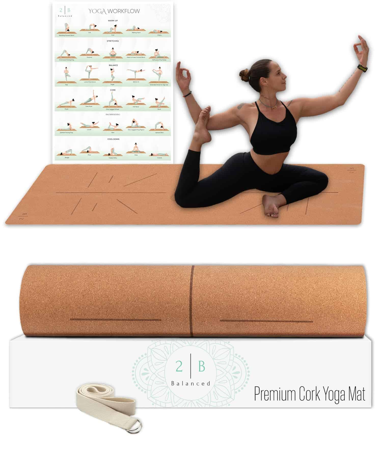 Tapete de Yoga de Corcho Extra Grande - 80"x26" Grueso