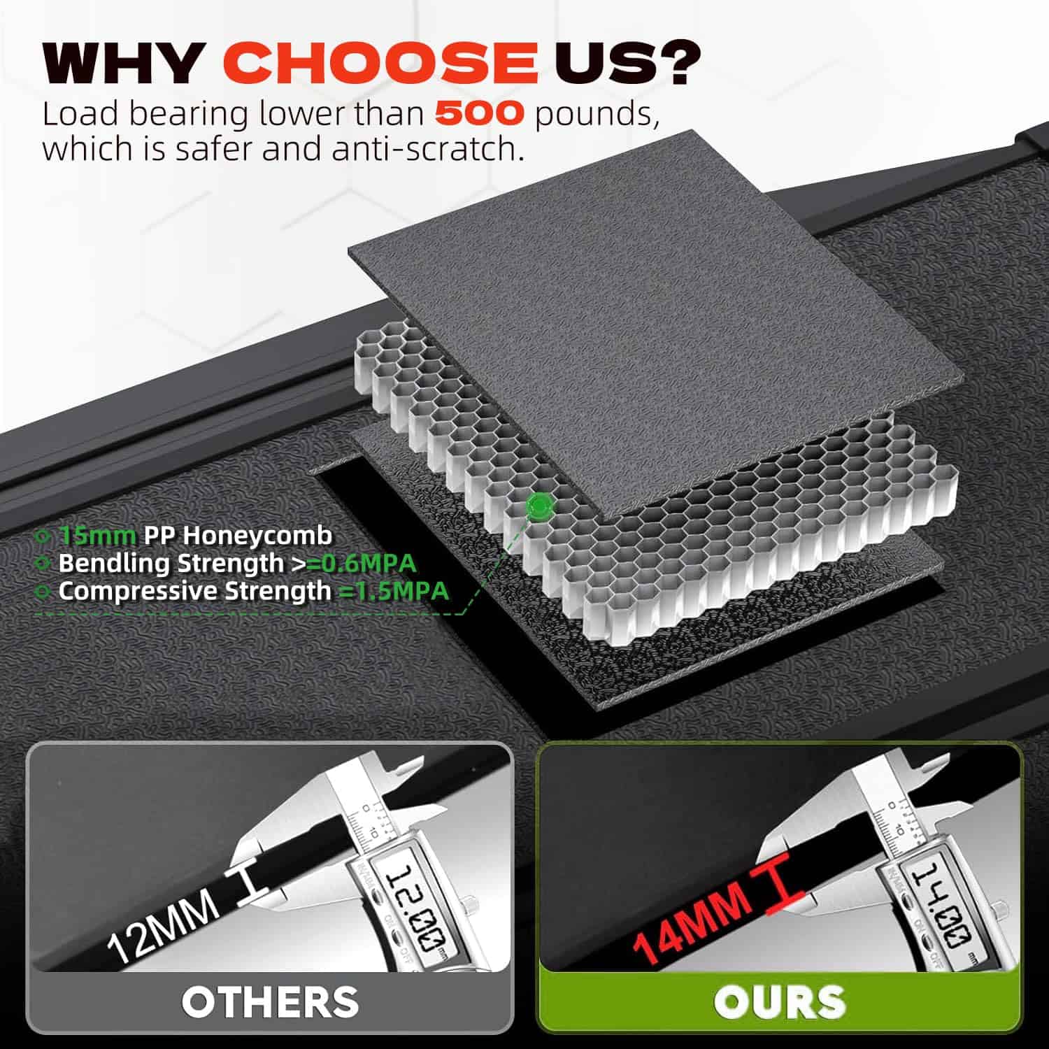 Aurorasters Cubierta de cama rígida plegable para camioneta - Imagen 5