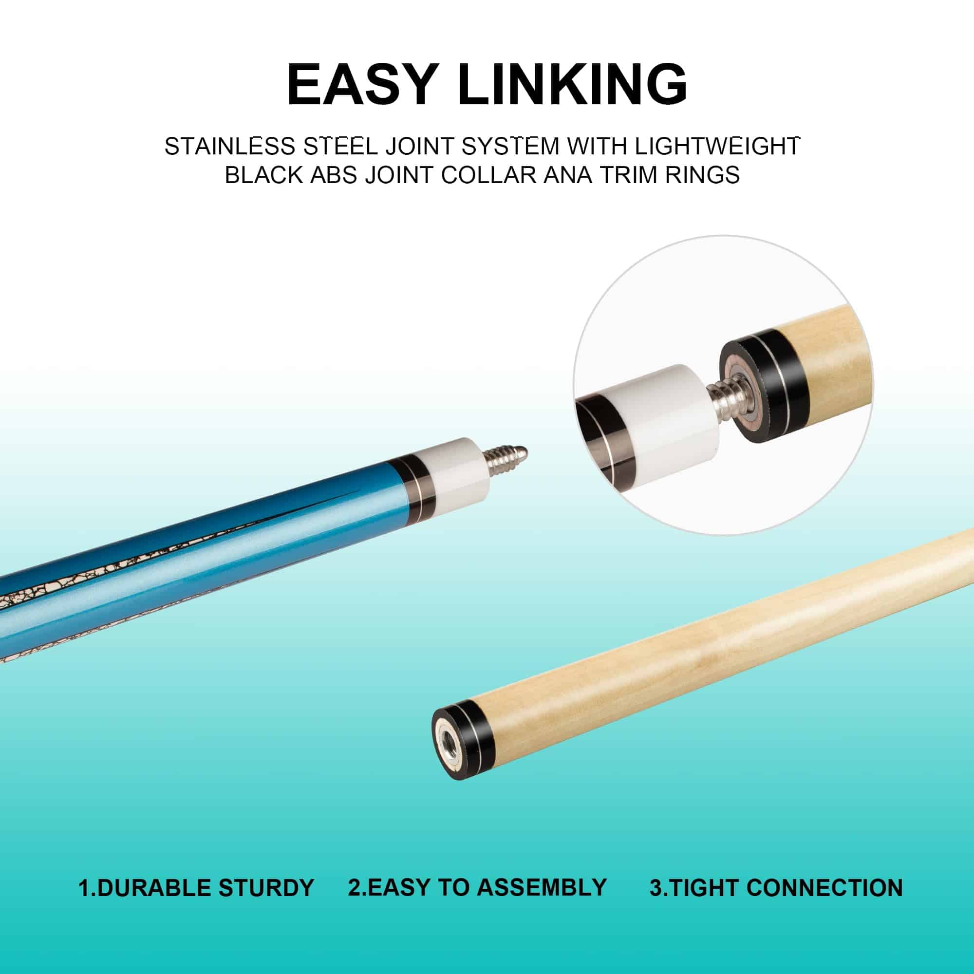 Palo de Billar de 58 Pulgadas con Punta de Cuero de Fibra - Imagen 4