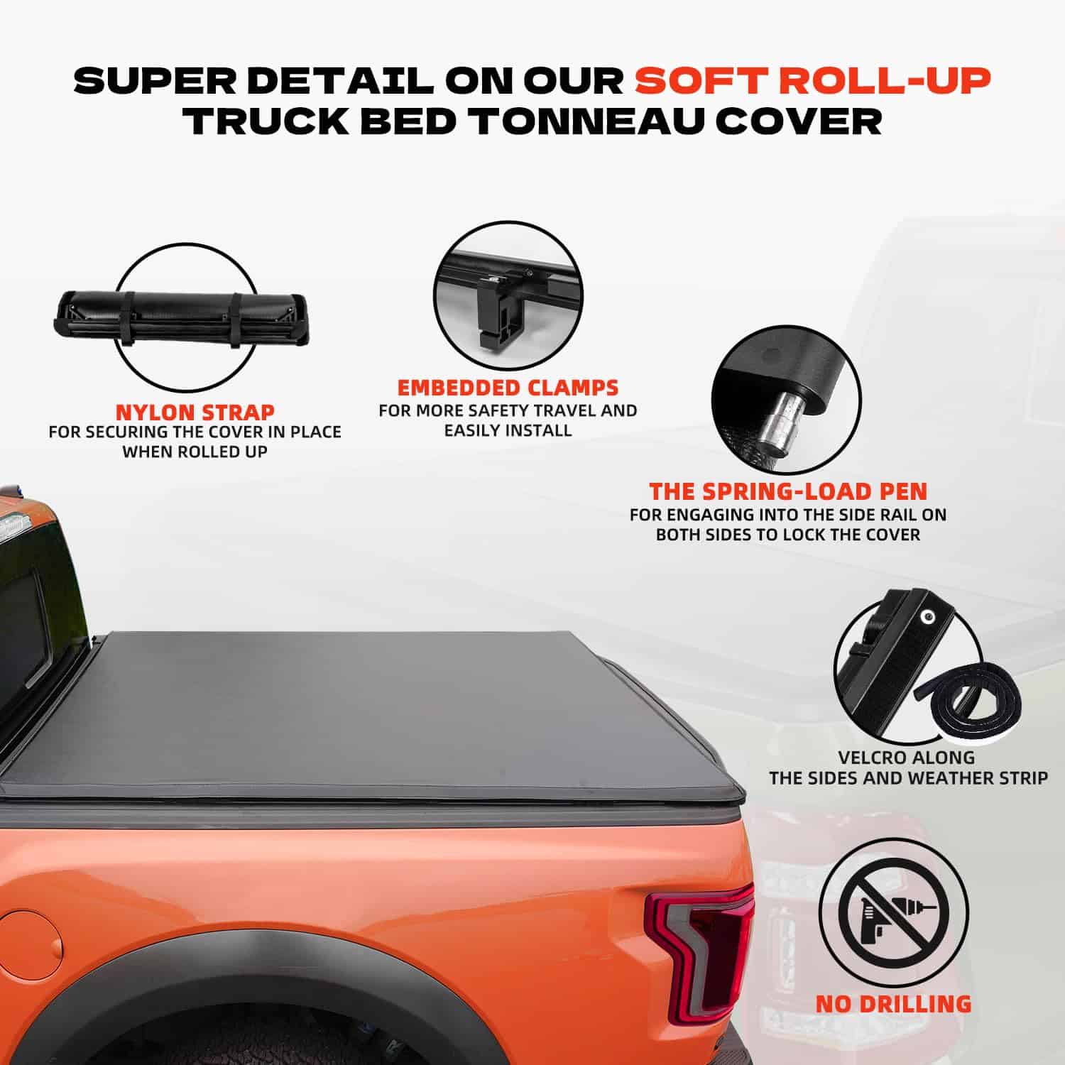 Cubierta suave para cama de camión enrollable Aurorasters - Imagen 8