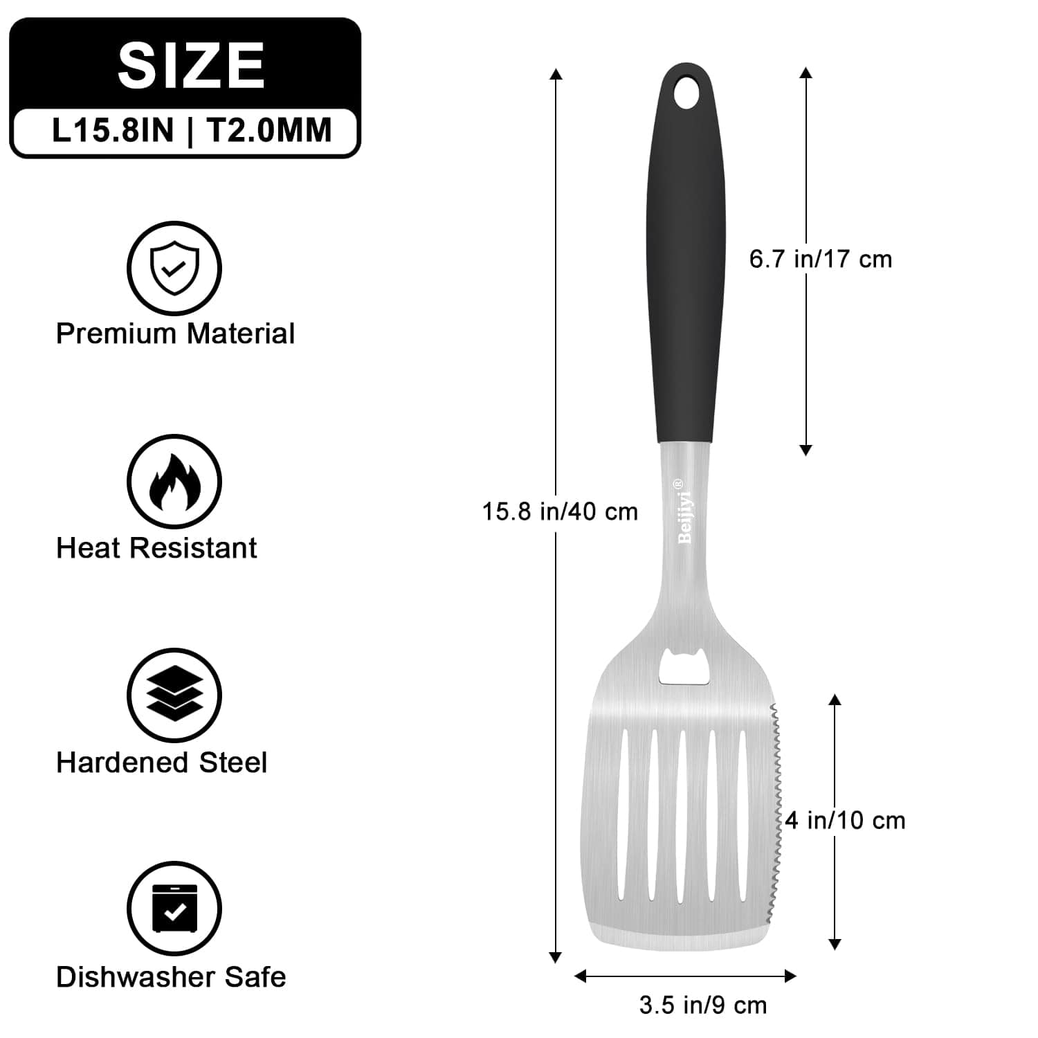 Espátula de Parrilla de Acero Inoxidable Beijiyi, 15.8'' - Imagen 7