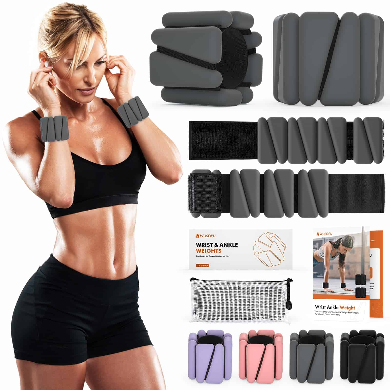 Pesas de muñeca, pesas de tobillo para -Gris