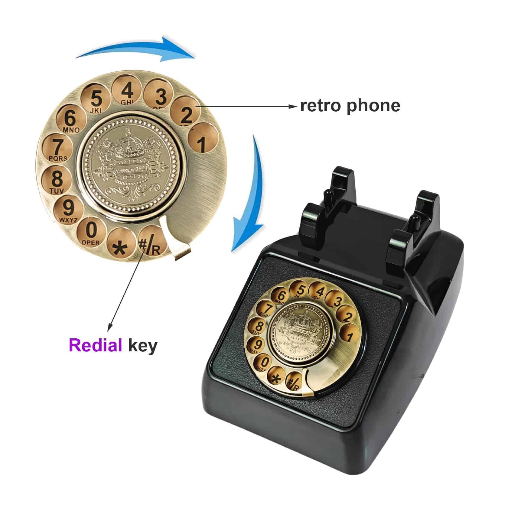 Teléfonos fijos vintage para el hogar, negro bronce retro - Imagen 5