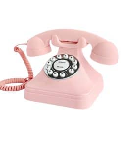 Teléfono de Casa con Cable Retro TelPal Rosa, Teléfono