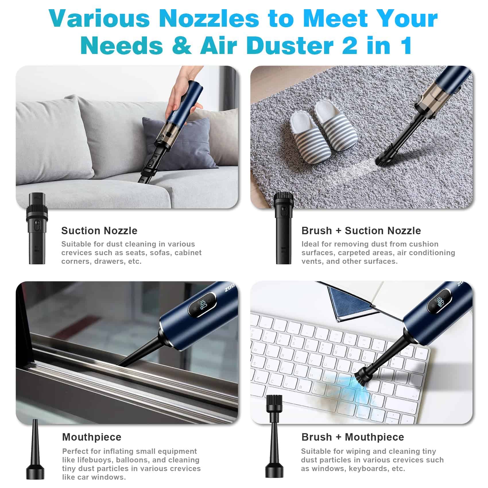 Aspiradora de Coche, Aspiradora Portátil Inalámbrica, - Imagen 4