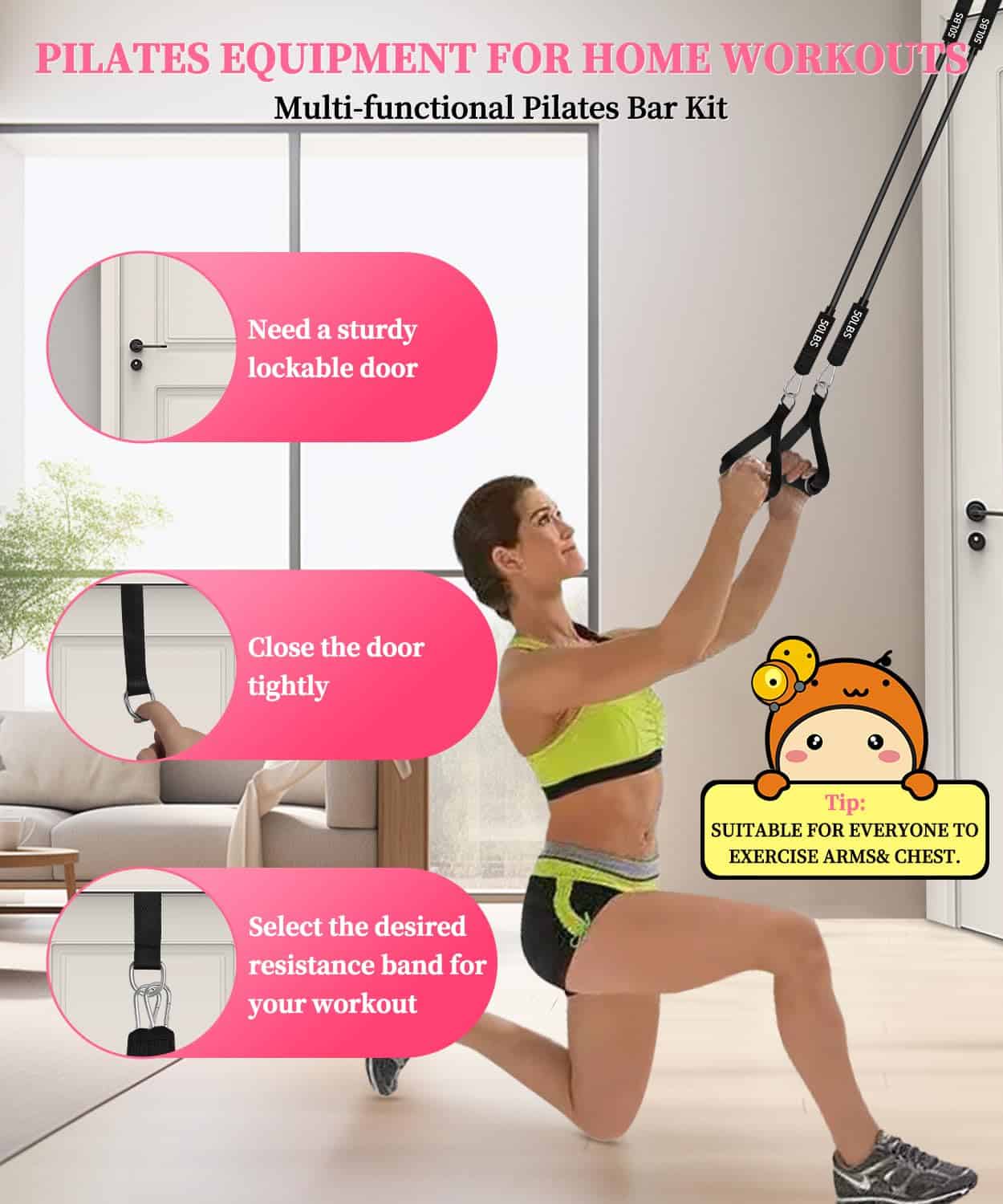 Kit de Barra de Pilates Portátil Multifuncional con Bandas - Imagen 3