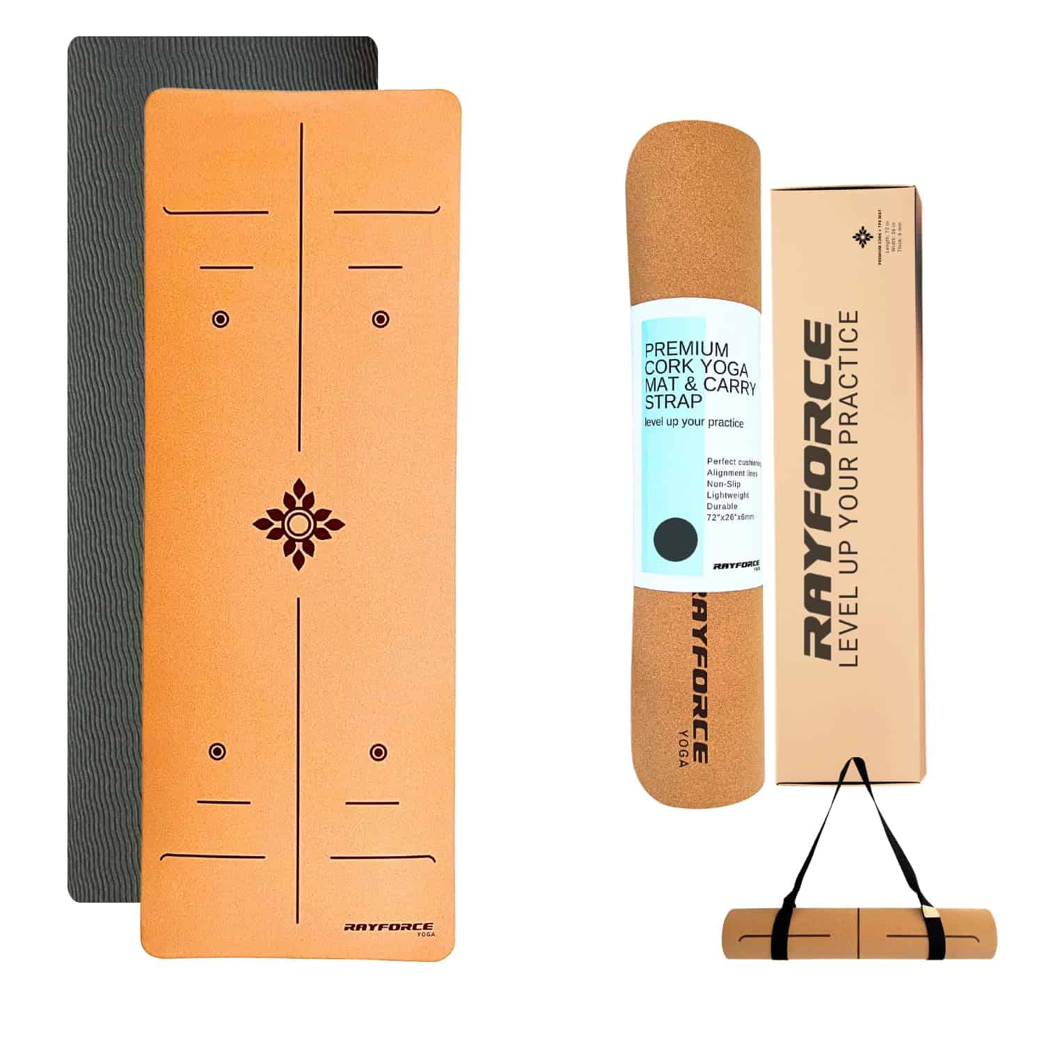 Tapete de Yoga de Corcho y Caucho Premium -Negro - Imagen 8