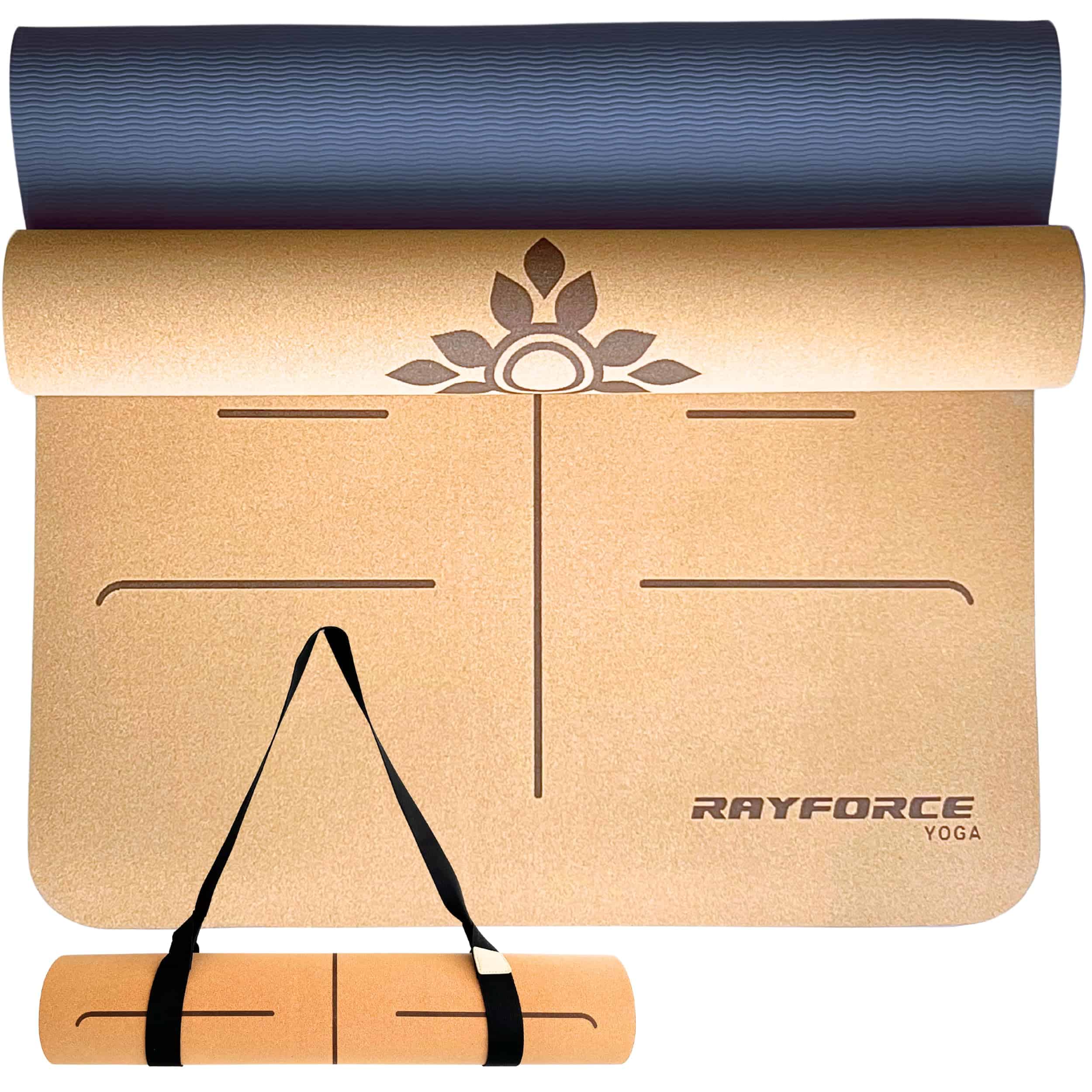 Tapete de Yoga de Corcho y Caucho Premium -Negro