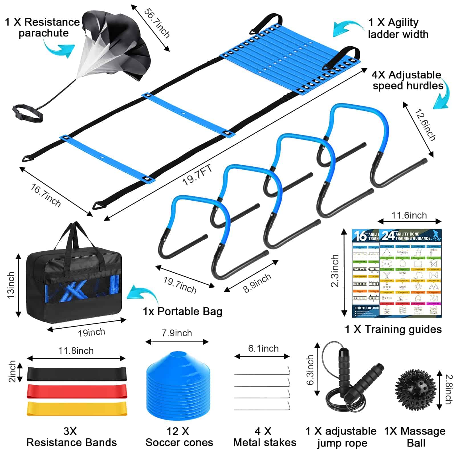 Set de Equipos de Entrenamiento de Agilidad - -Azul - Imagen 3