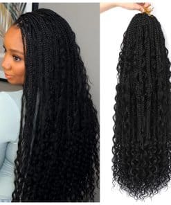 Trenzas Boho de Ganchillo con Rizos de Cabello Humano: 96