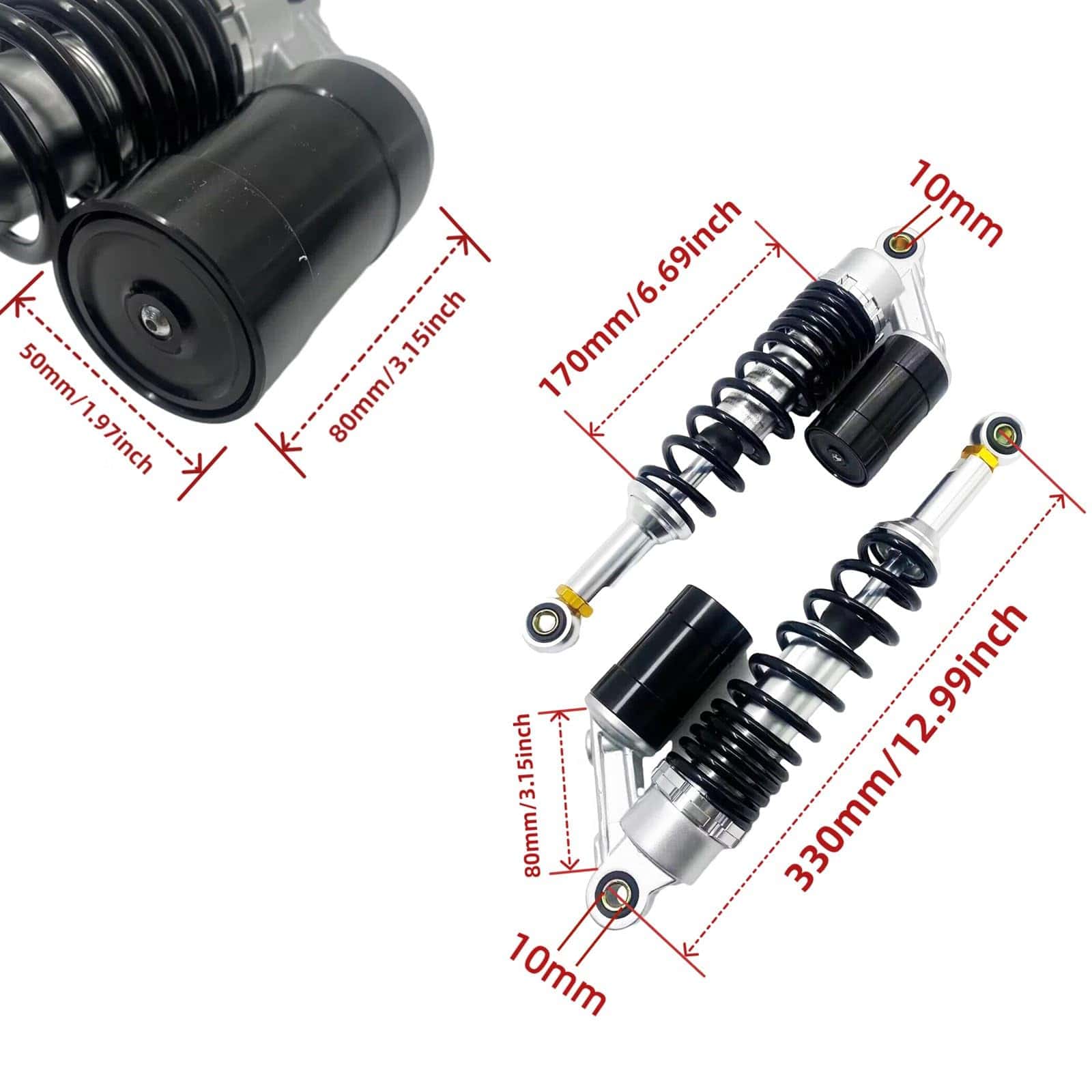 1 par de amortiguadores traseros de aire ajustables de 330 - Imagen 3