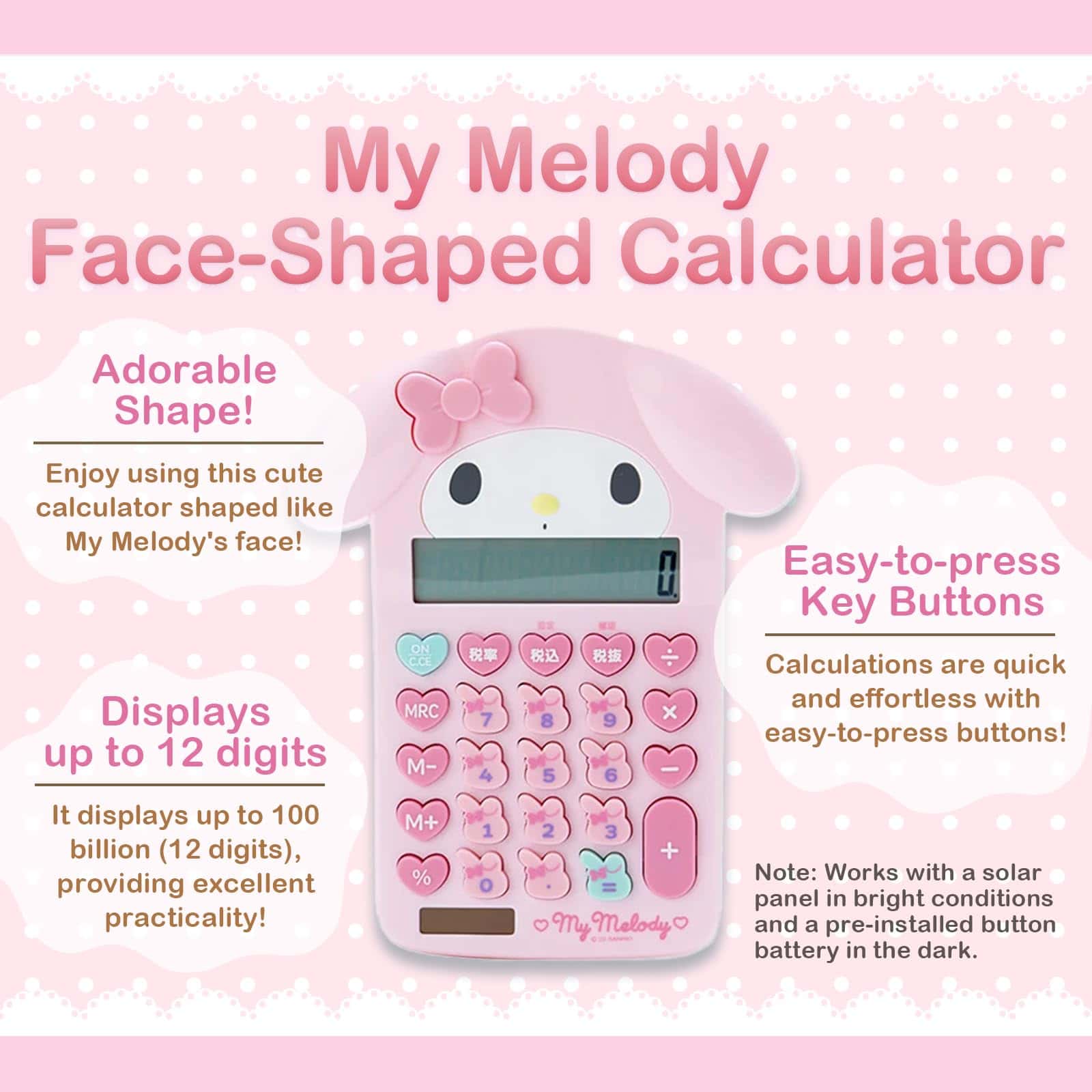 Calculadora con Forma de Cara Original de Sanrio (Importada - Imagen 3