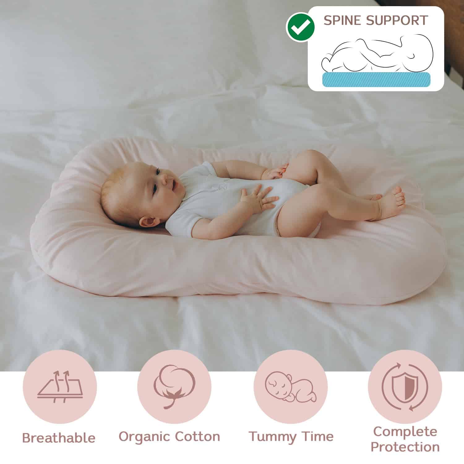 Nido para Bebé Aila+Aiden, Baby Lounger de Algodón - Imagen 3