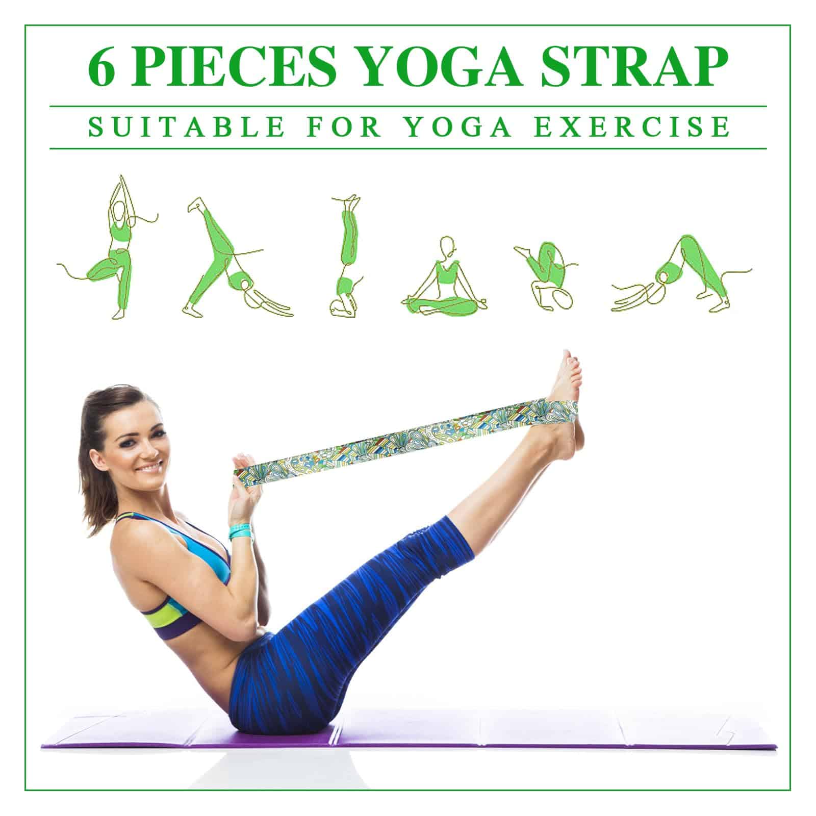 6 Packs Yoga Strap for Stretching Yoga Belt Adjustable - Imagen 4