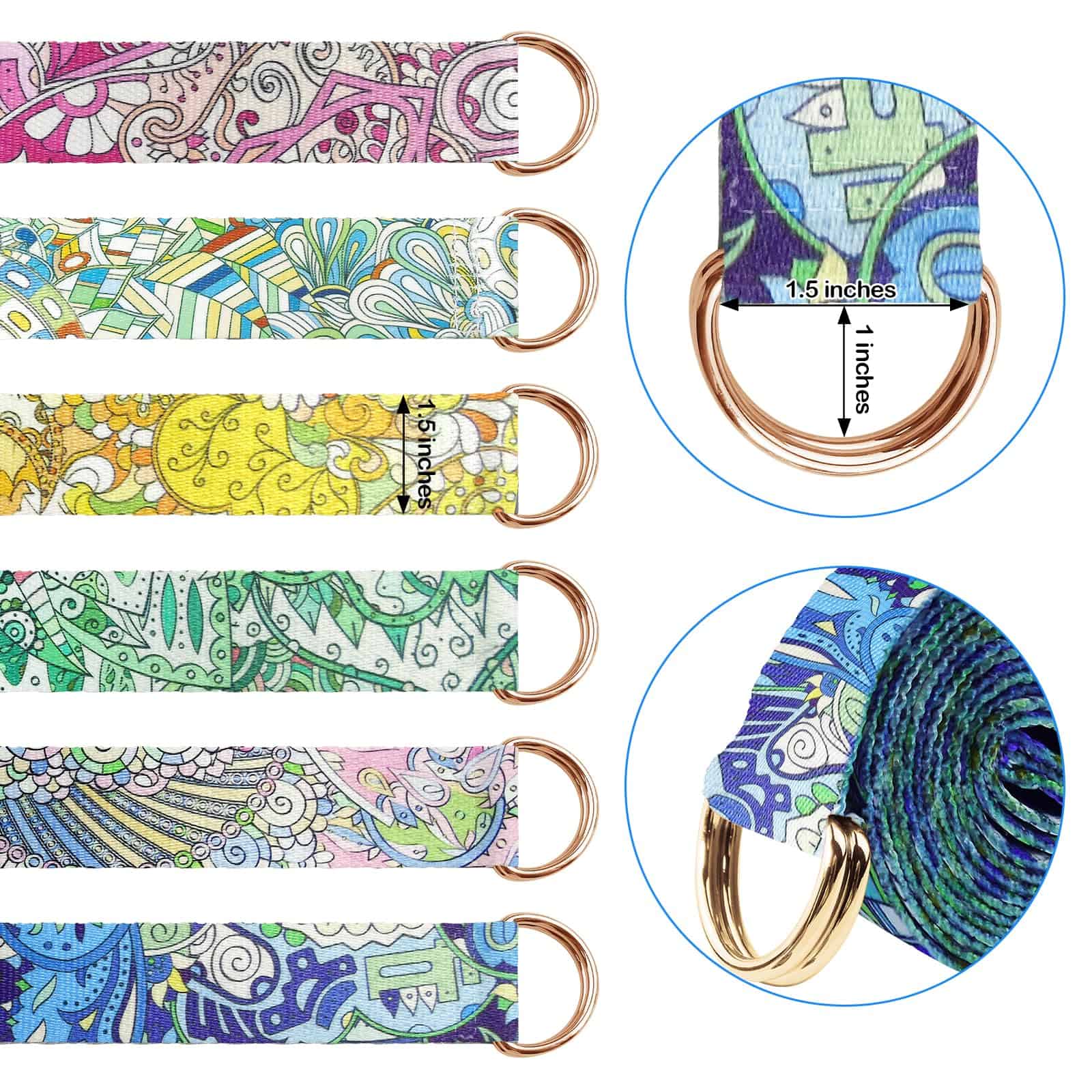 6 Packs Yoga Strap for Stretching Yoga Belt Adjustable - Imagen 3