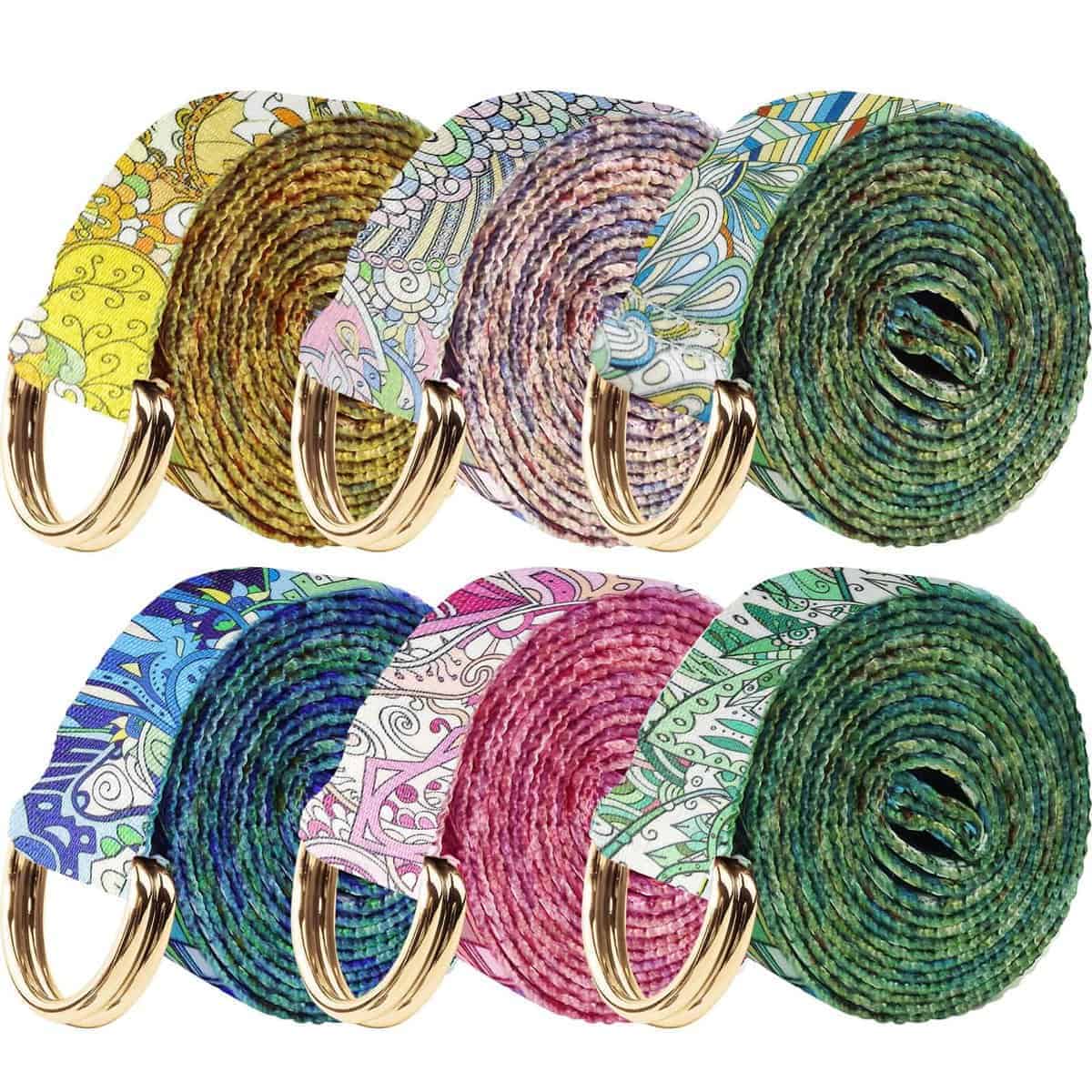 6 Packs Yoga Strap for Stretching Yoga Belt Adjustable