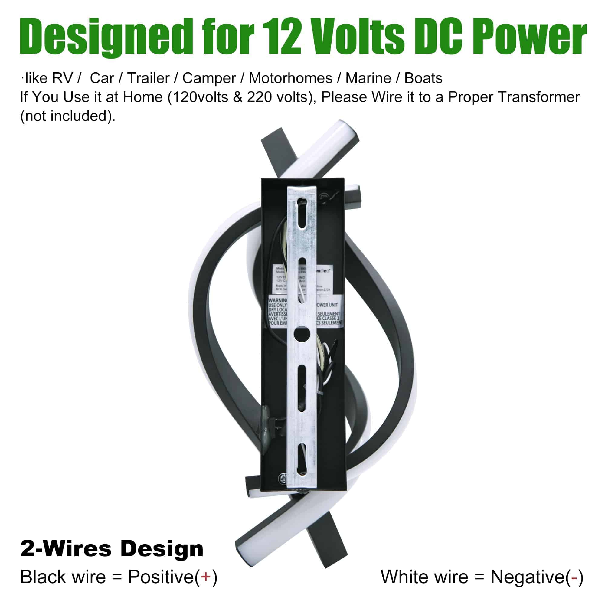 Homdec Lámpara de Pared con Interruptor LED de RV de 12V, - Imagen 6