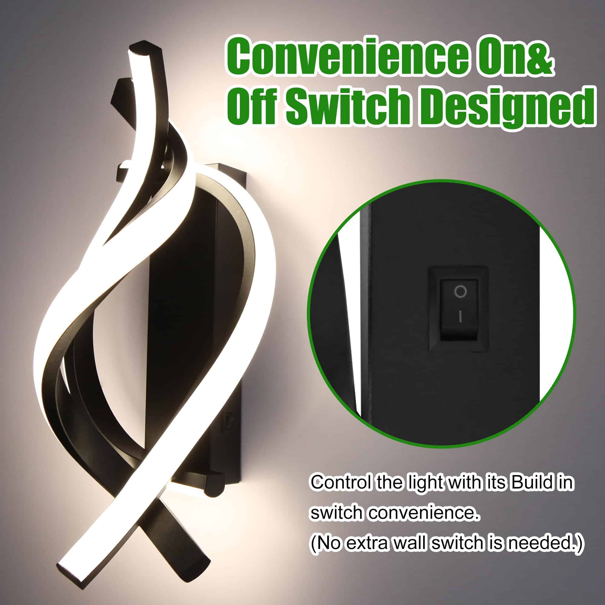 Homdec Lámpara de Pared con Interruptor LED de RV de 12V, - Imagen 3