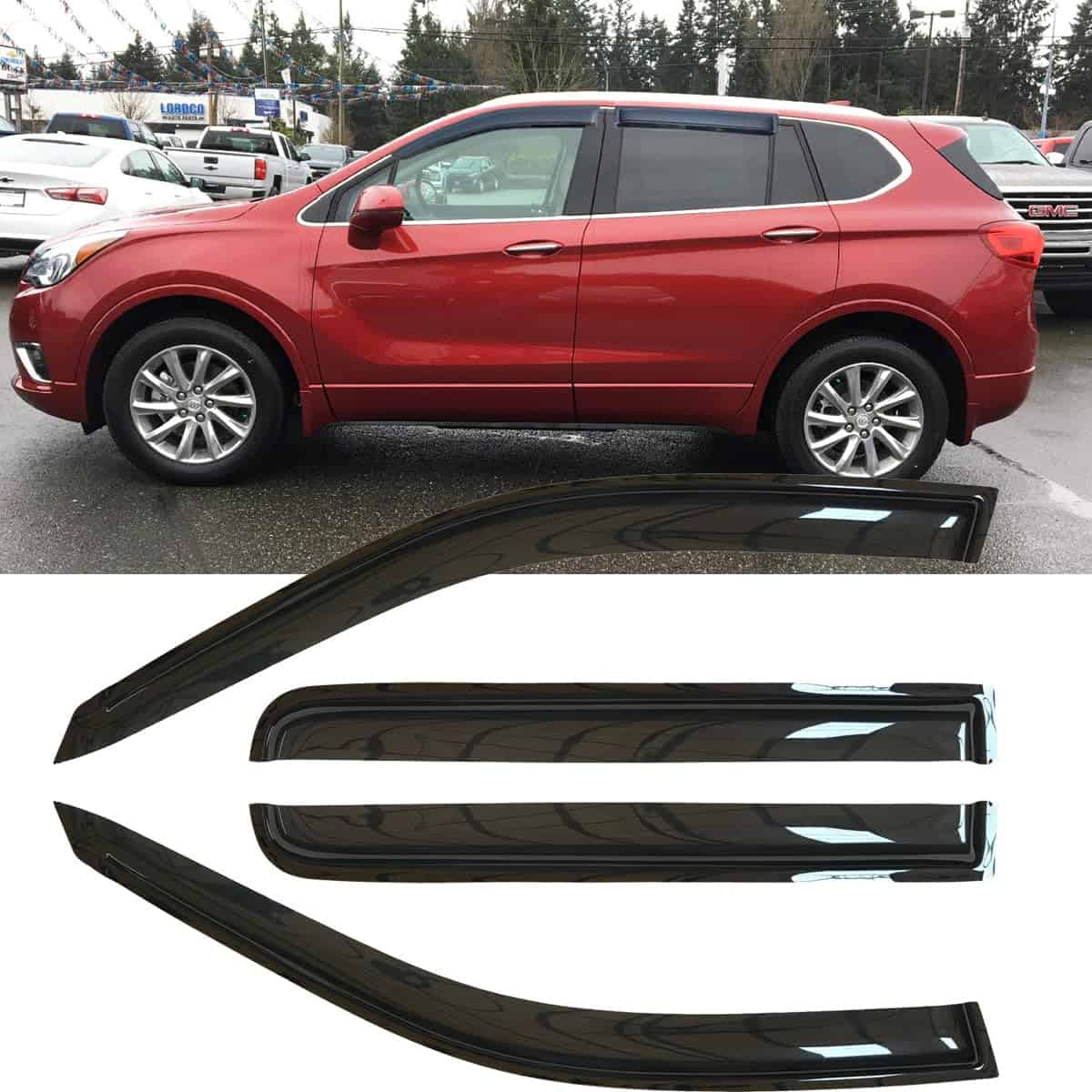 Deebior 4pcs Deflectores de viento para -Humo Oscuro