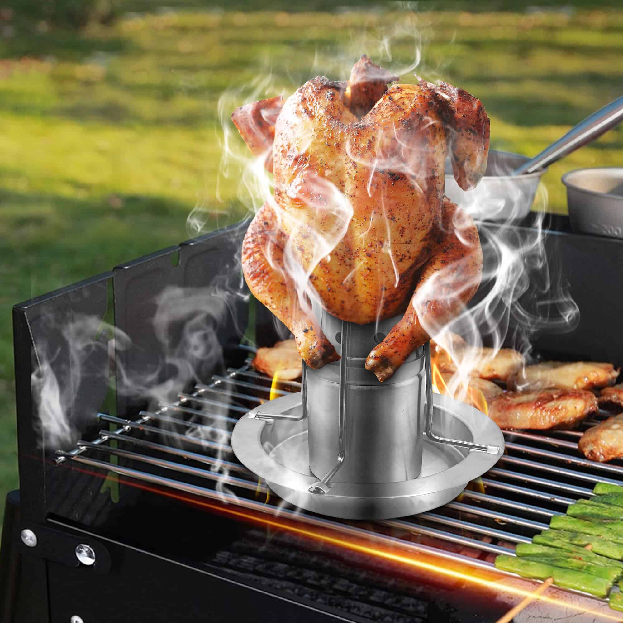 2 Juegos de Soporte para Pollo a la Cerveza para Parrilla y - Imagen 3