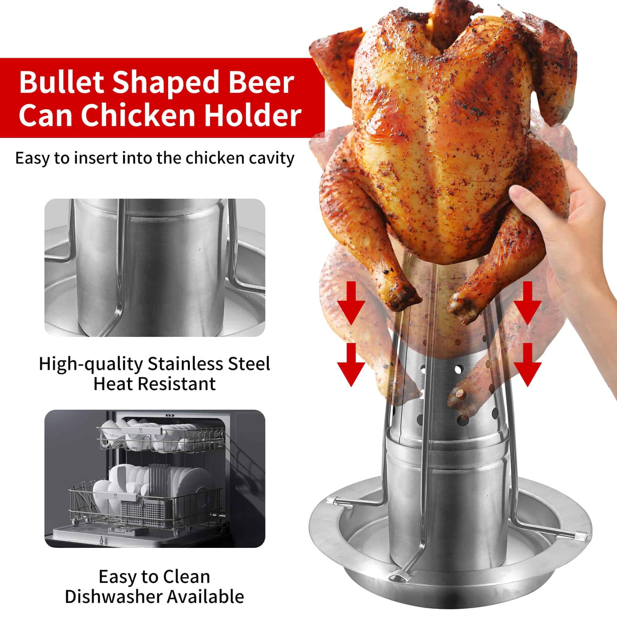 2 Juegos de Soporte para Pollo a la Cerveza para Parrilla y - Imagen 5