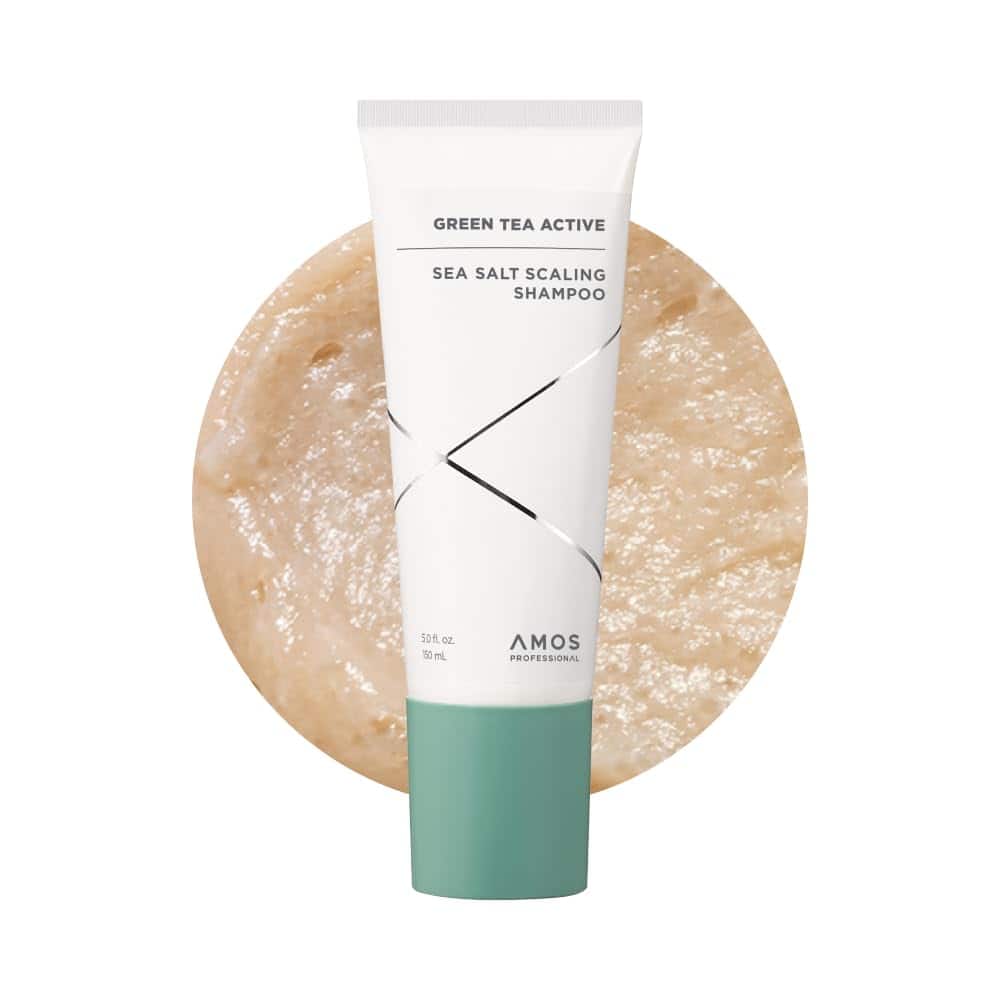 Shampoo Exfoliante de Sal Marina Activa de Té Verde AMOS