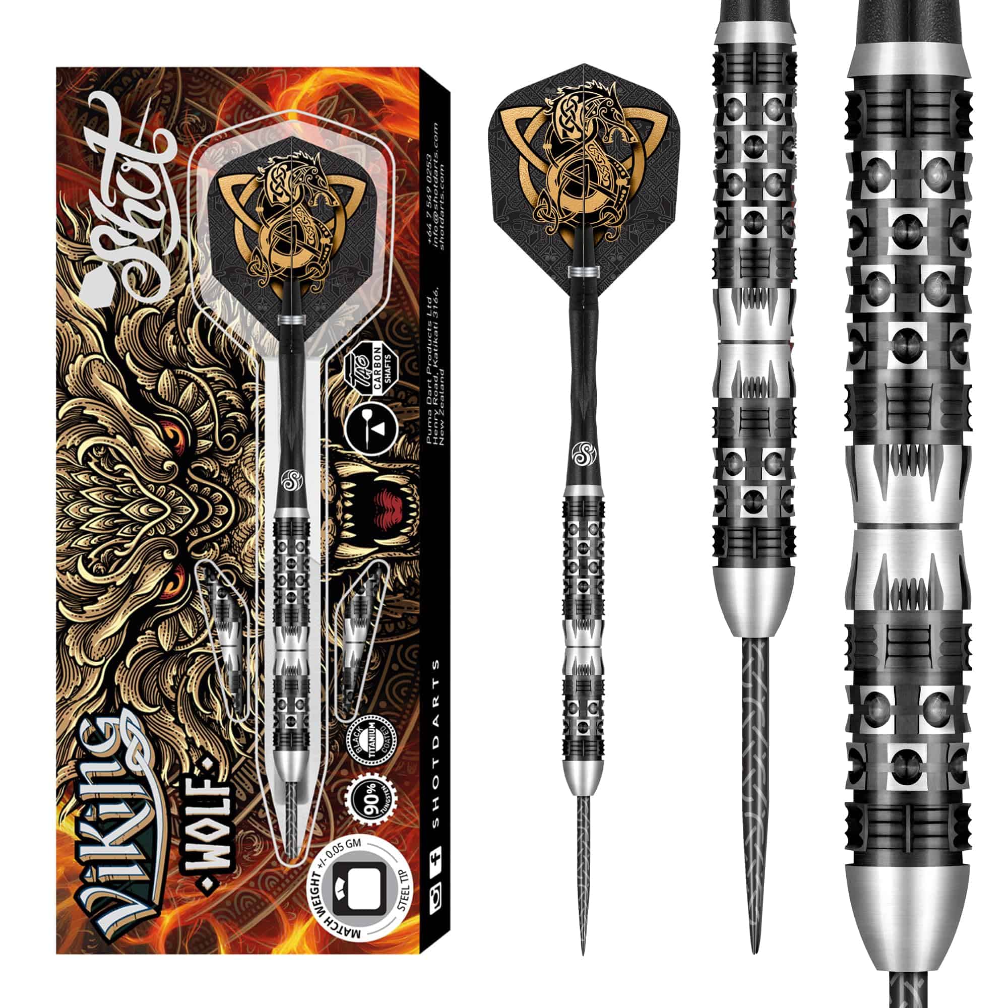 Set de dardos con punta de acero Shot! Darts Viking Wolf -