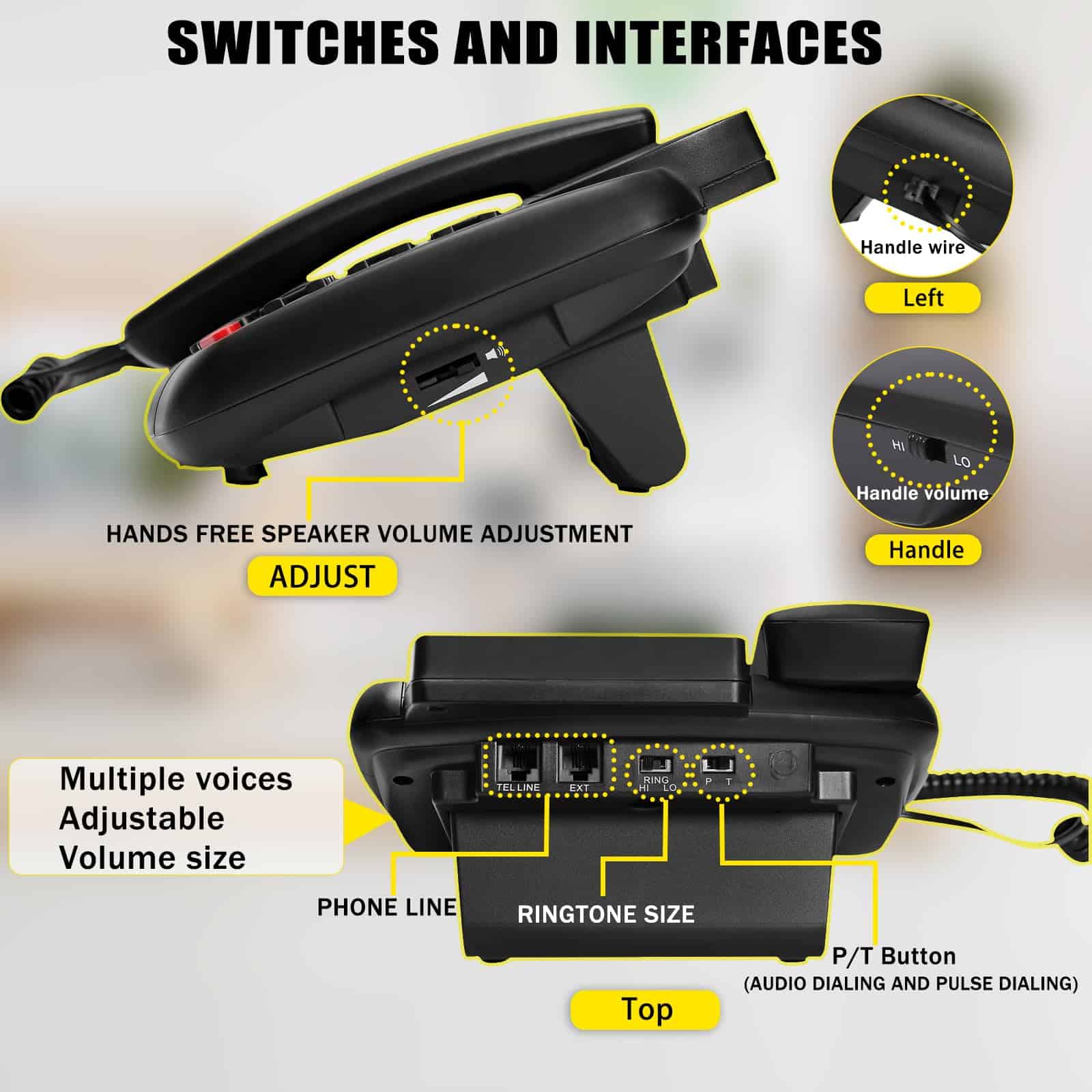 Teléfono de escritorio multifuncional WUCOHATI para - Imagen 7