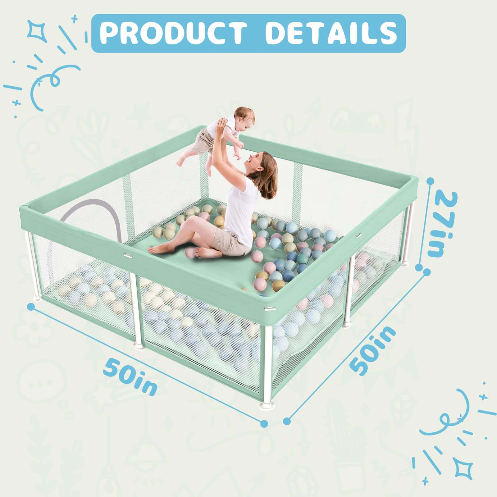 Parque de juegos plegable para bebé TOREVSIOR con - Imagen 7