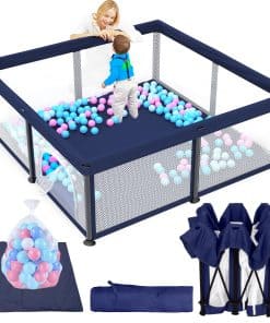 TOREVSIOR Corralito para Bebés Plegable con Tapete, 50" x