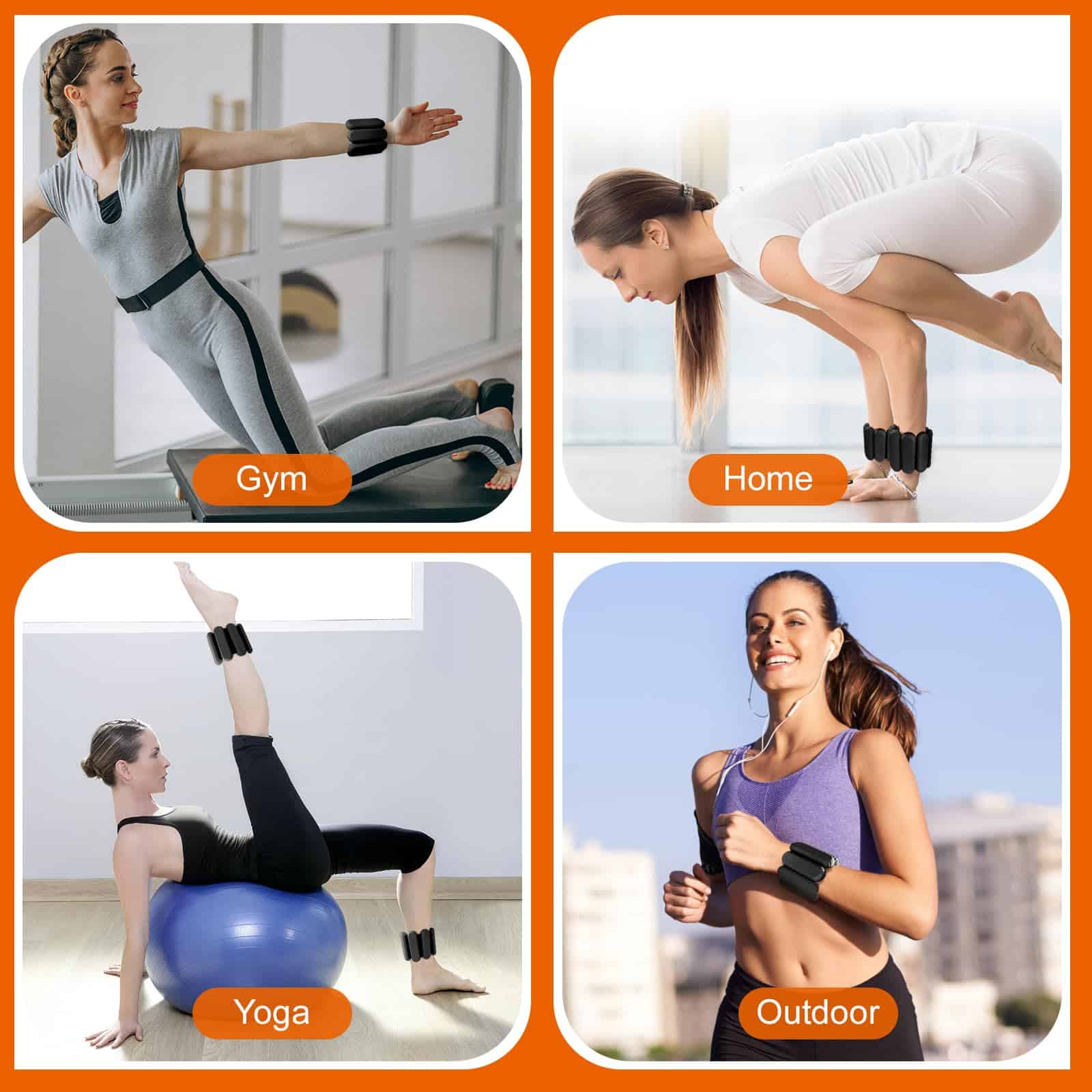 Pesas de muñeca para mujeres, pesas de tobillo -Negro - Imagen 6