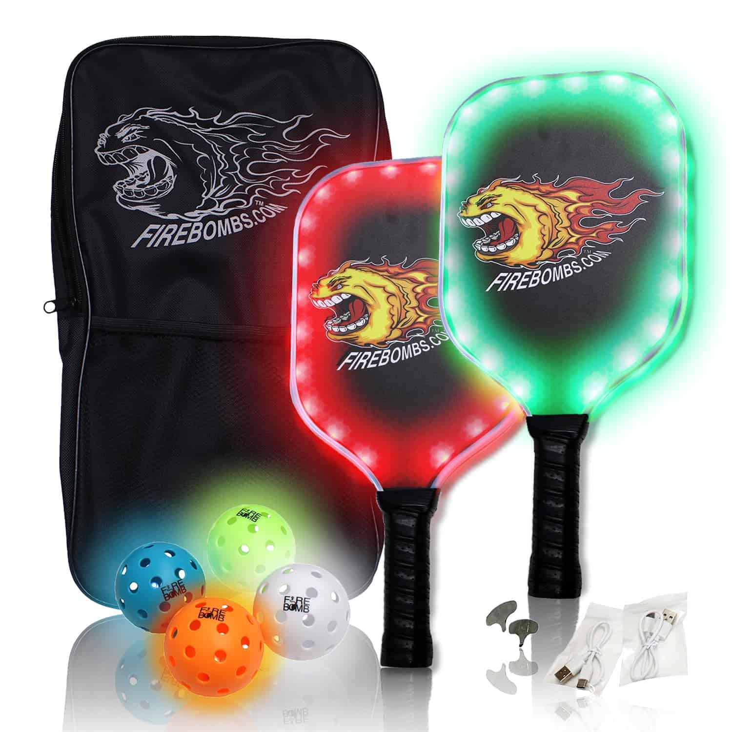 Set de Paletas de Pickleball Recargables con Luces LED -