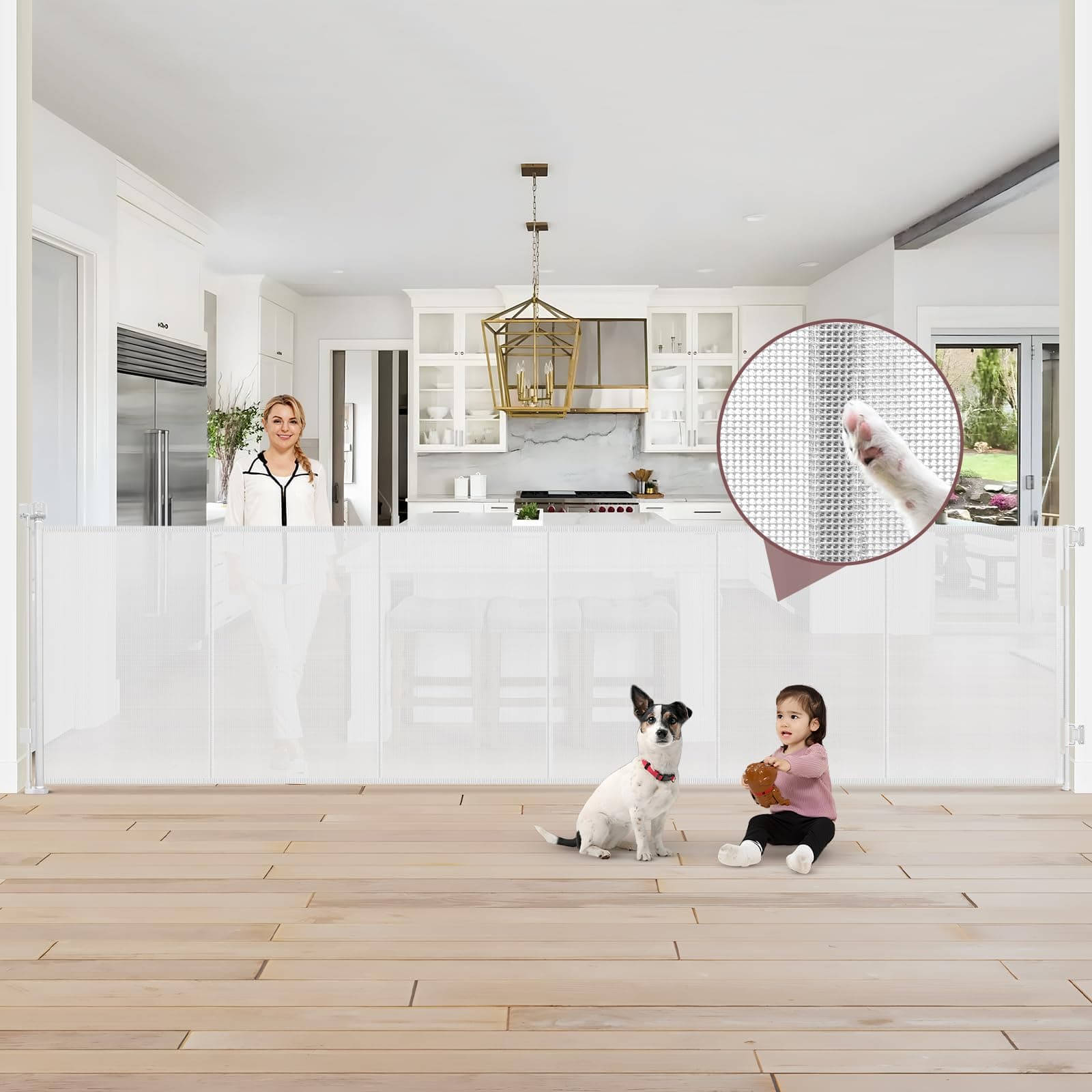 Barrera para mascotas extra alta de 41" reforzada, Puerta