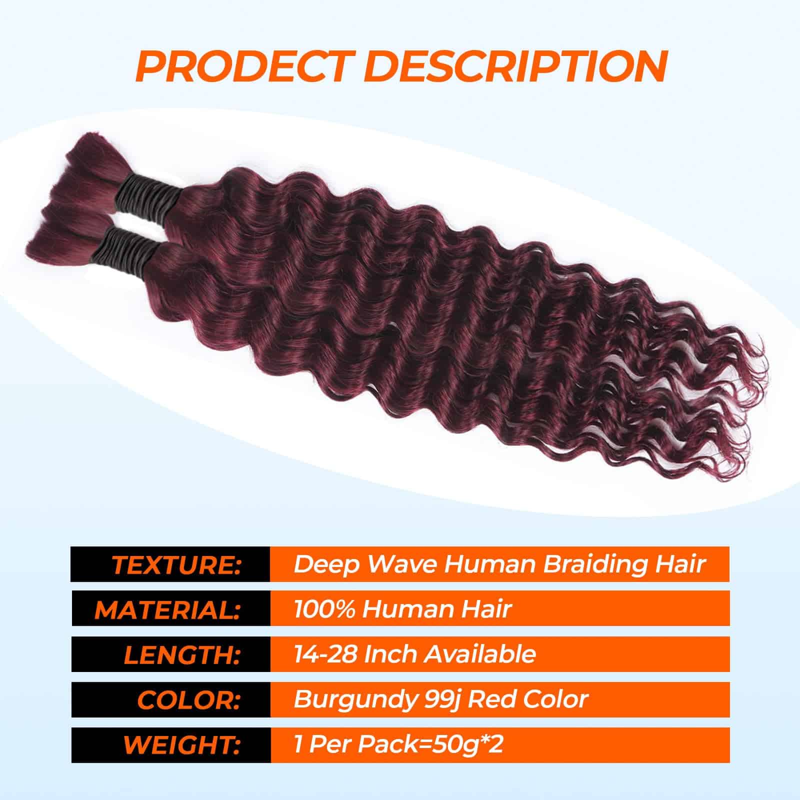 Cabello trenzado para Boho Braids 99j Borgoña 24 pulgadas 2 - Imagen 3