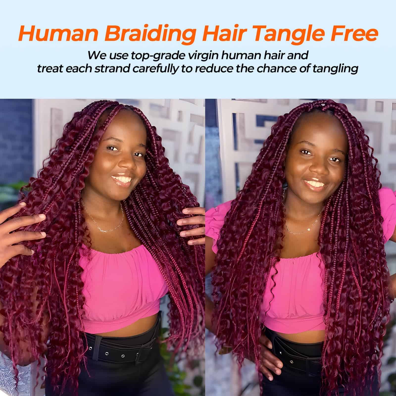 Cabello trenzado para Boho Braids 99j Borgoña 24 pulgadas 2 - Imagen 4