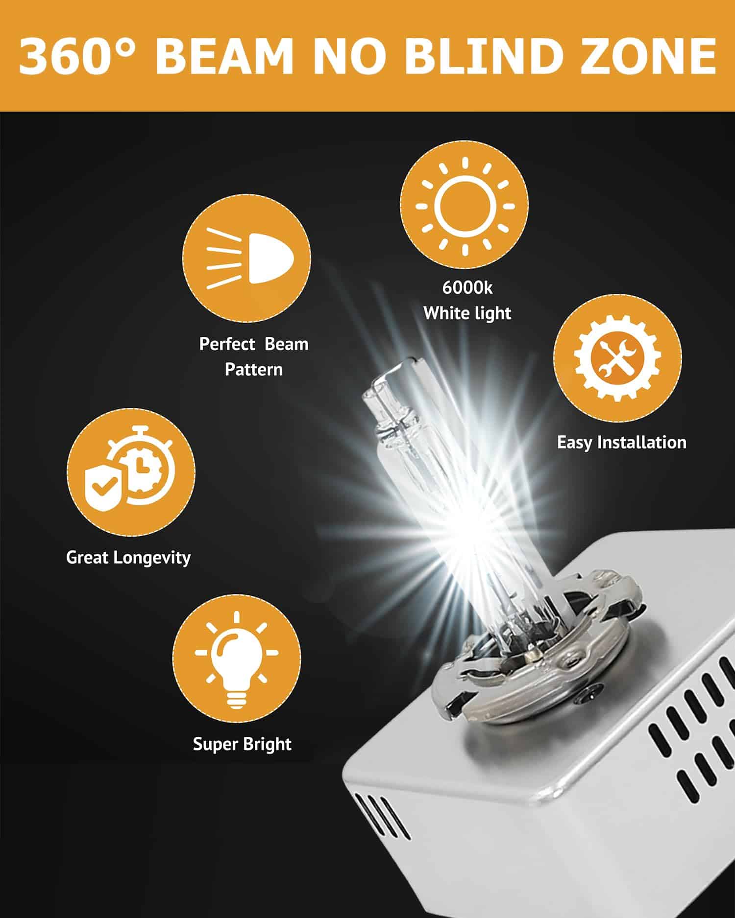 Alady D5S Bombilla HID Xenón 6000K 40W Alto Bajo Haz Súper - Imagen 3